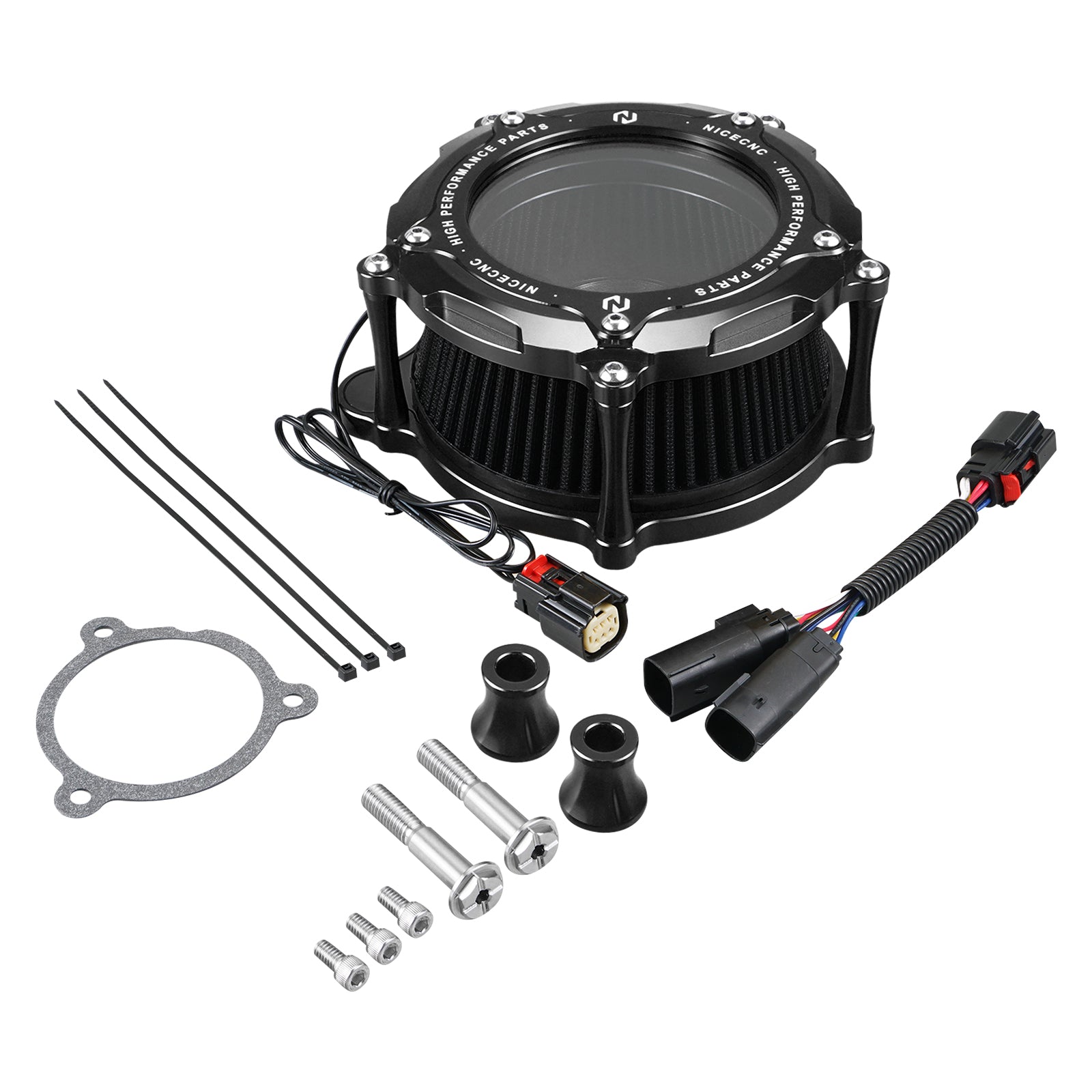 Full Clear M8 LED Air Cleaner Filter Intake Kit For Harley Road King Electra Street Glide