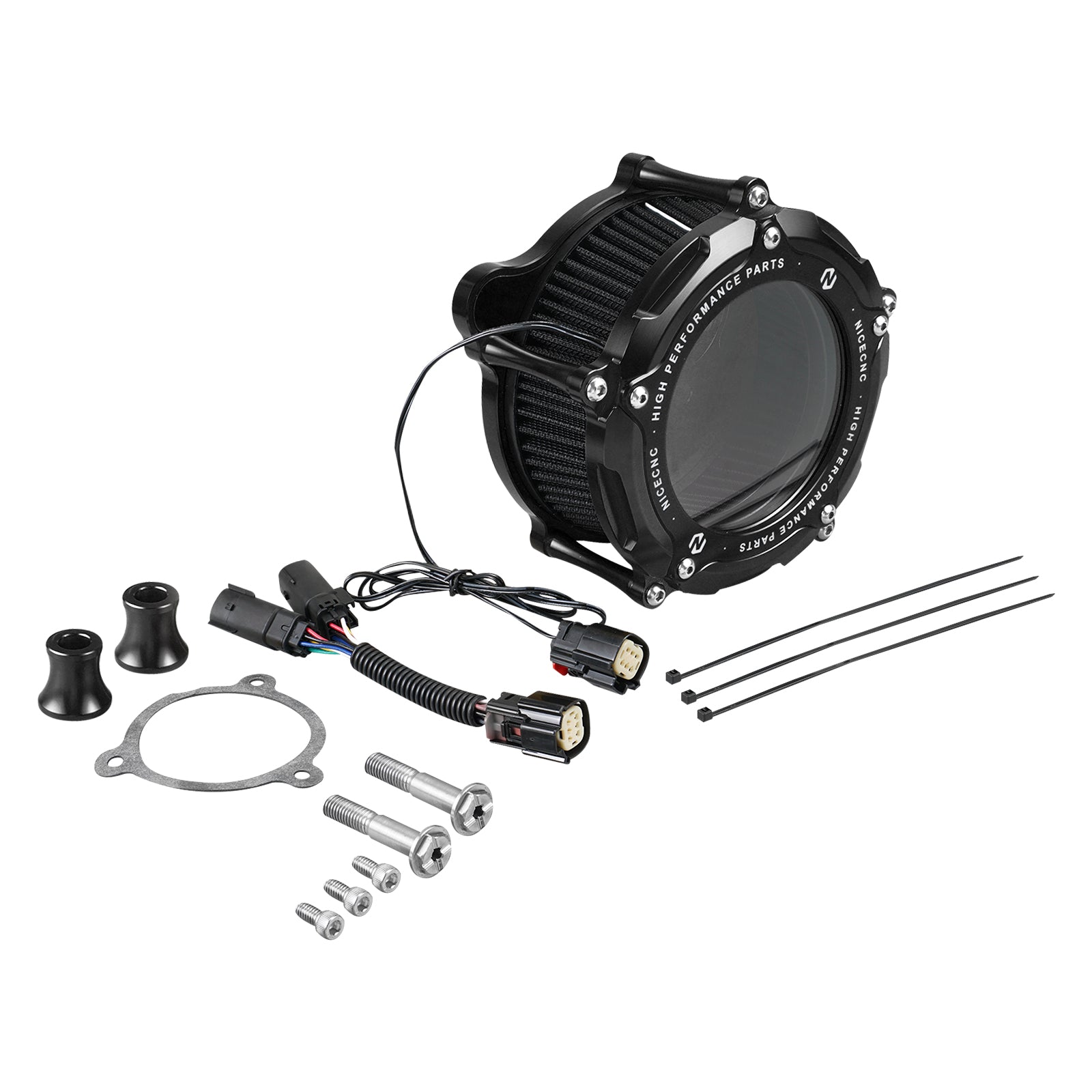 Full Clear M8 LED Air Cleaner Filter Intake Kit For Harley Road King Electra Street Glide