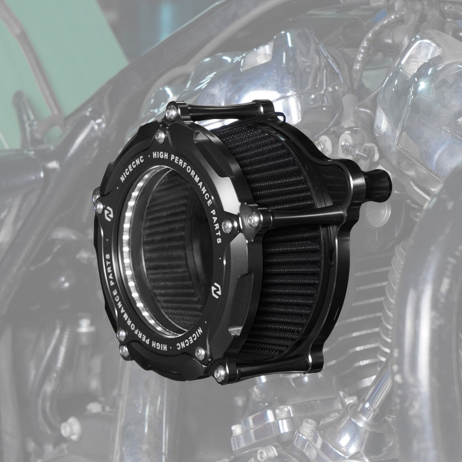 Full Clear M8 LED Air Cleaner Filter Intake Kit For Harley Road King Electra Street Glide