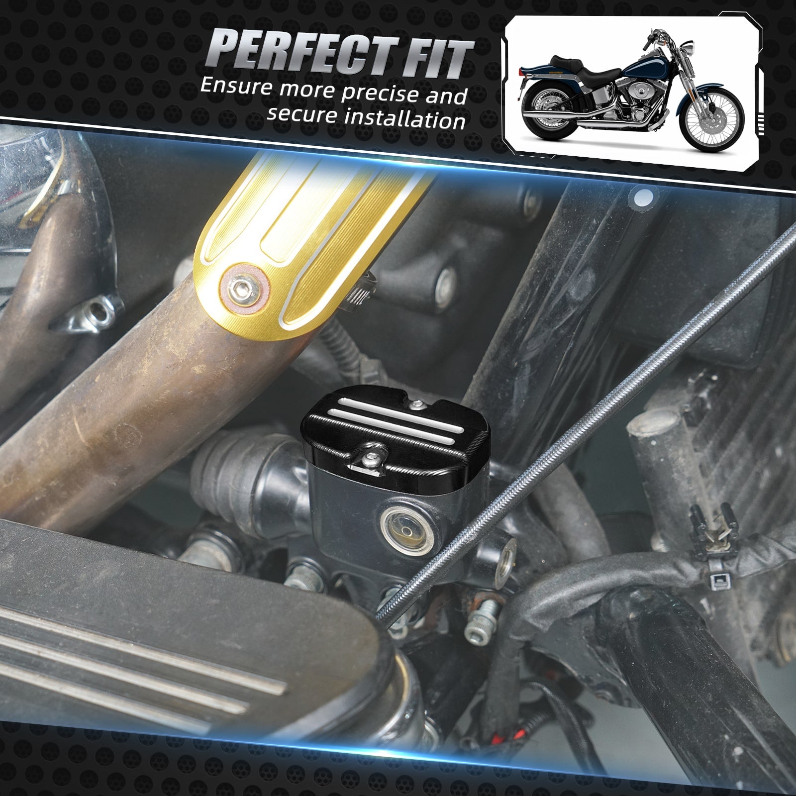 Rear Brake Master Cylinder Cover Cap For Harley Touring Road King Street Glide