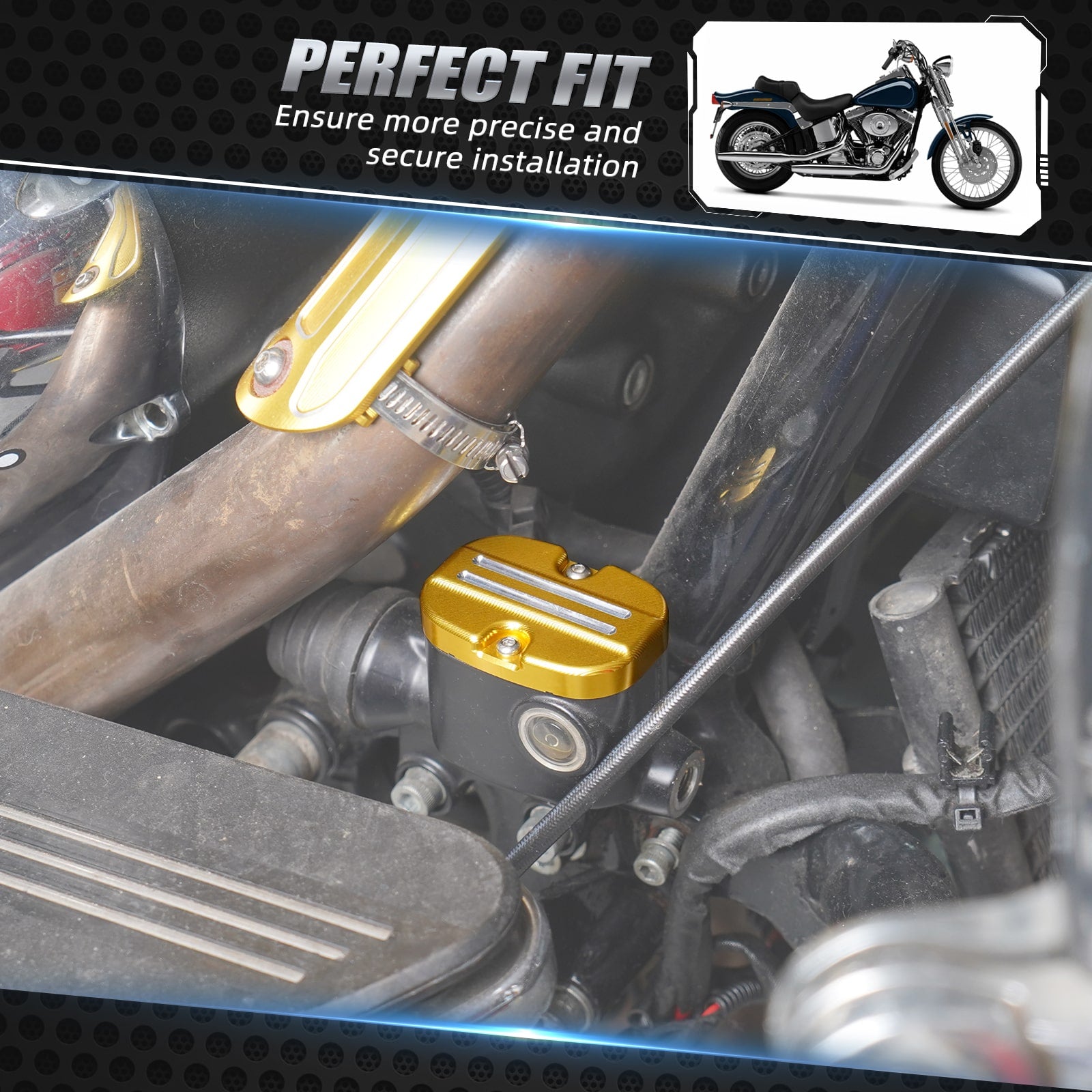 Rear Brake Master Cylinder Cover Cap For Harley Touring Road King Street Glide