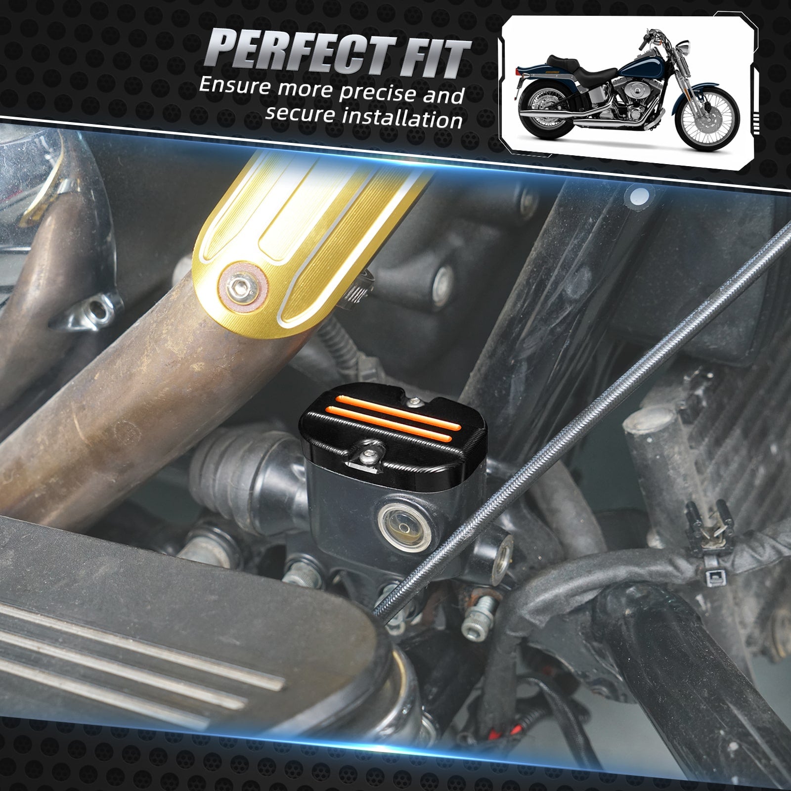 Rear Brake Master Cylinder Cover Cap For Harley Touring Road King Street Glide