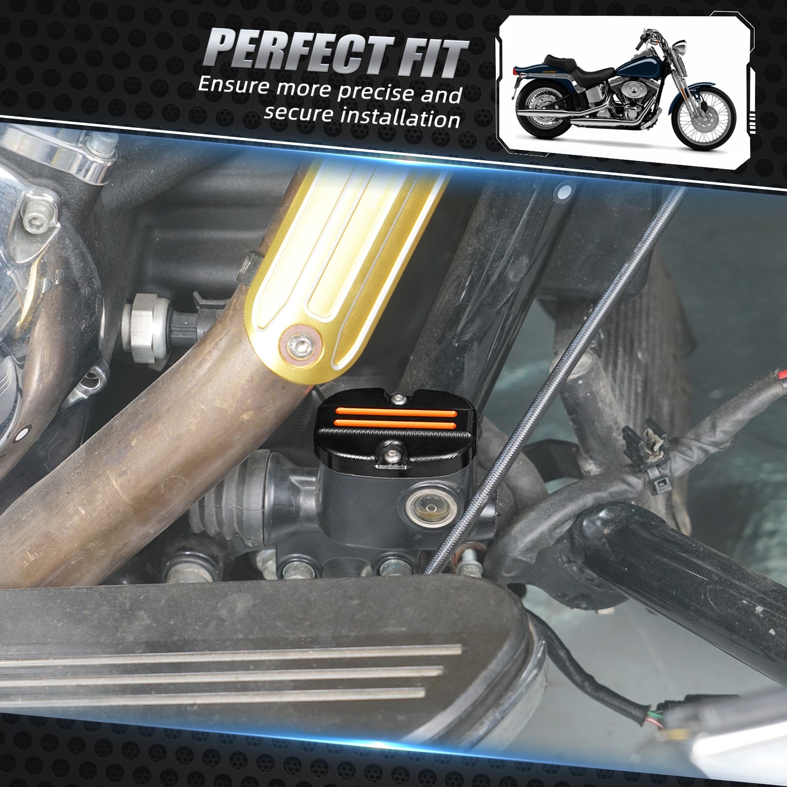 Rear Brake Master Cylinder Cover Cap For Harley Touring Road King Street Glide