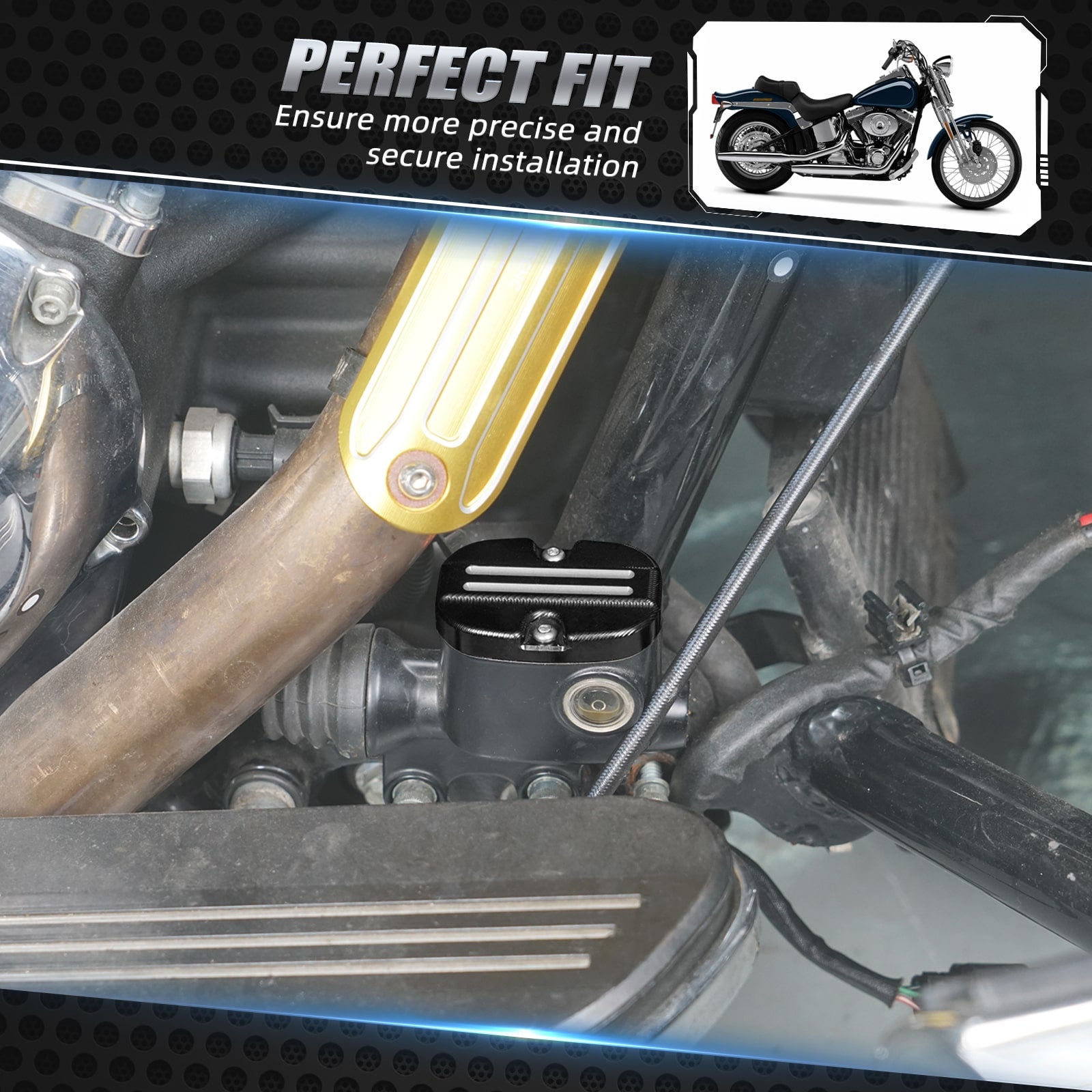 Rear Brake Master Cylinder Cover Cap For Harley Touring Road King Street Glide