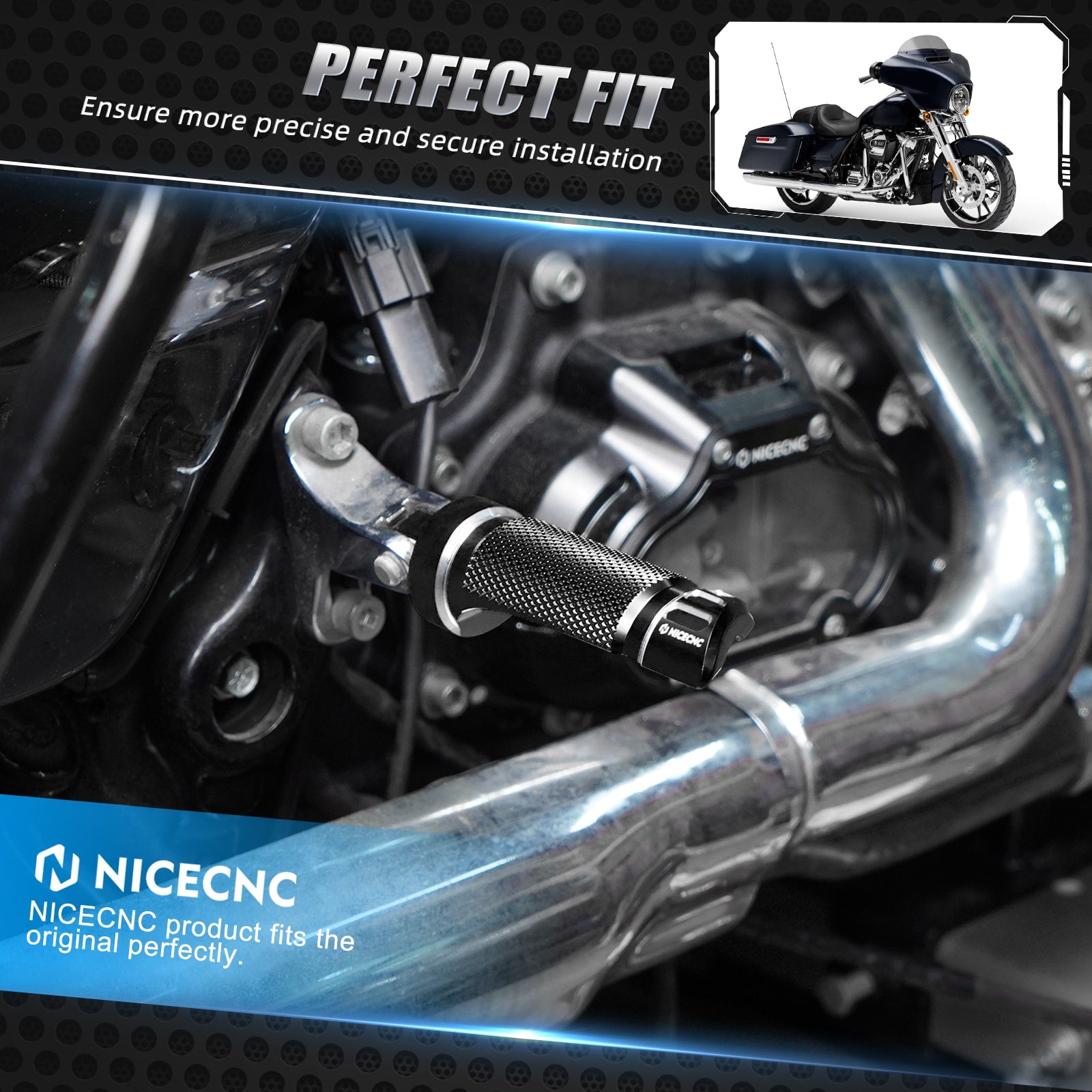 Passenger Footpegs Footrests + Shifter Pegs For Harley Road King Street Glide