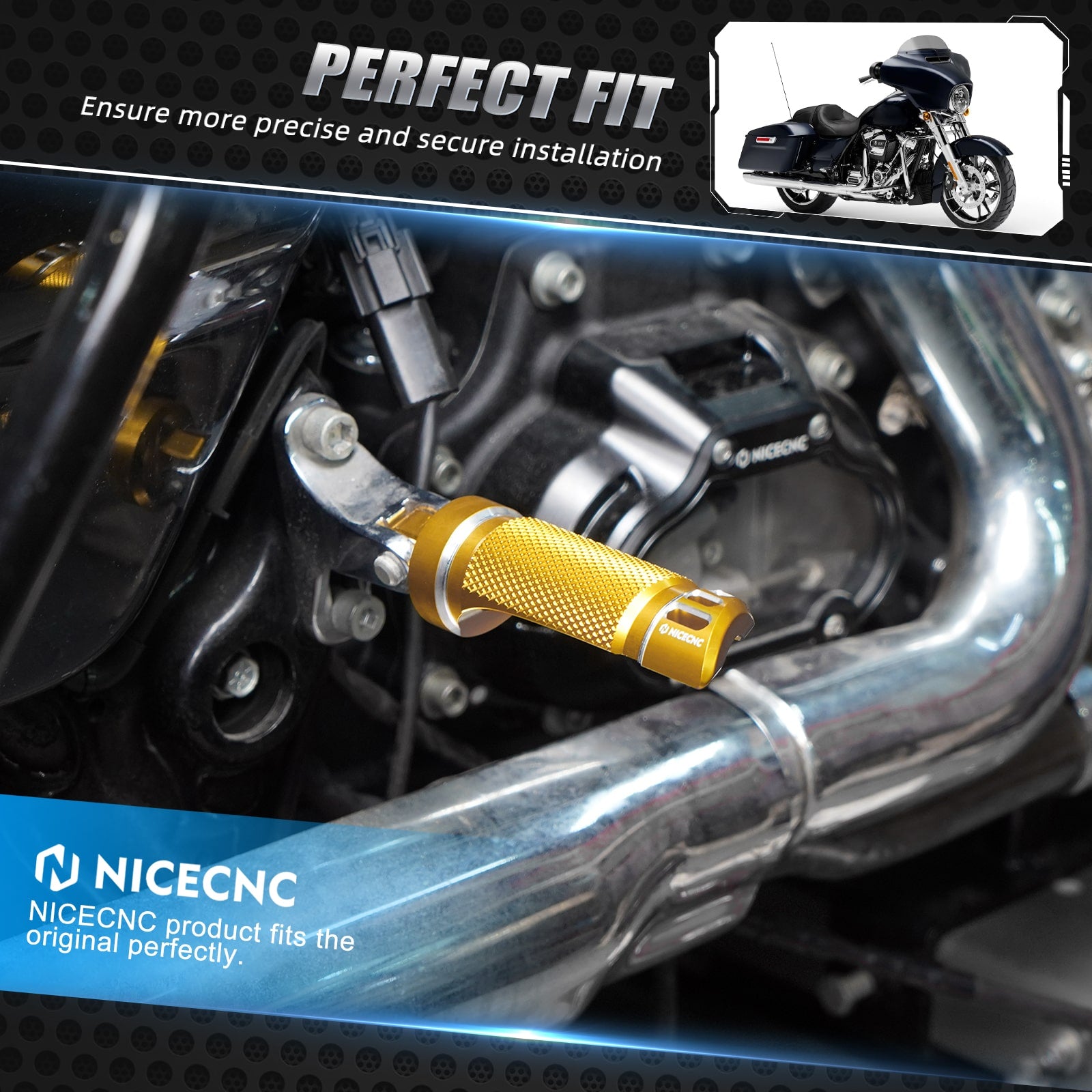 Passenger Footpegs Footrests + Shifter Pegs For Harley Road King Street Glide