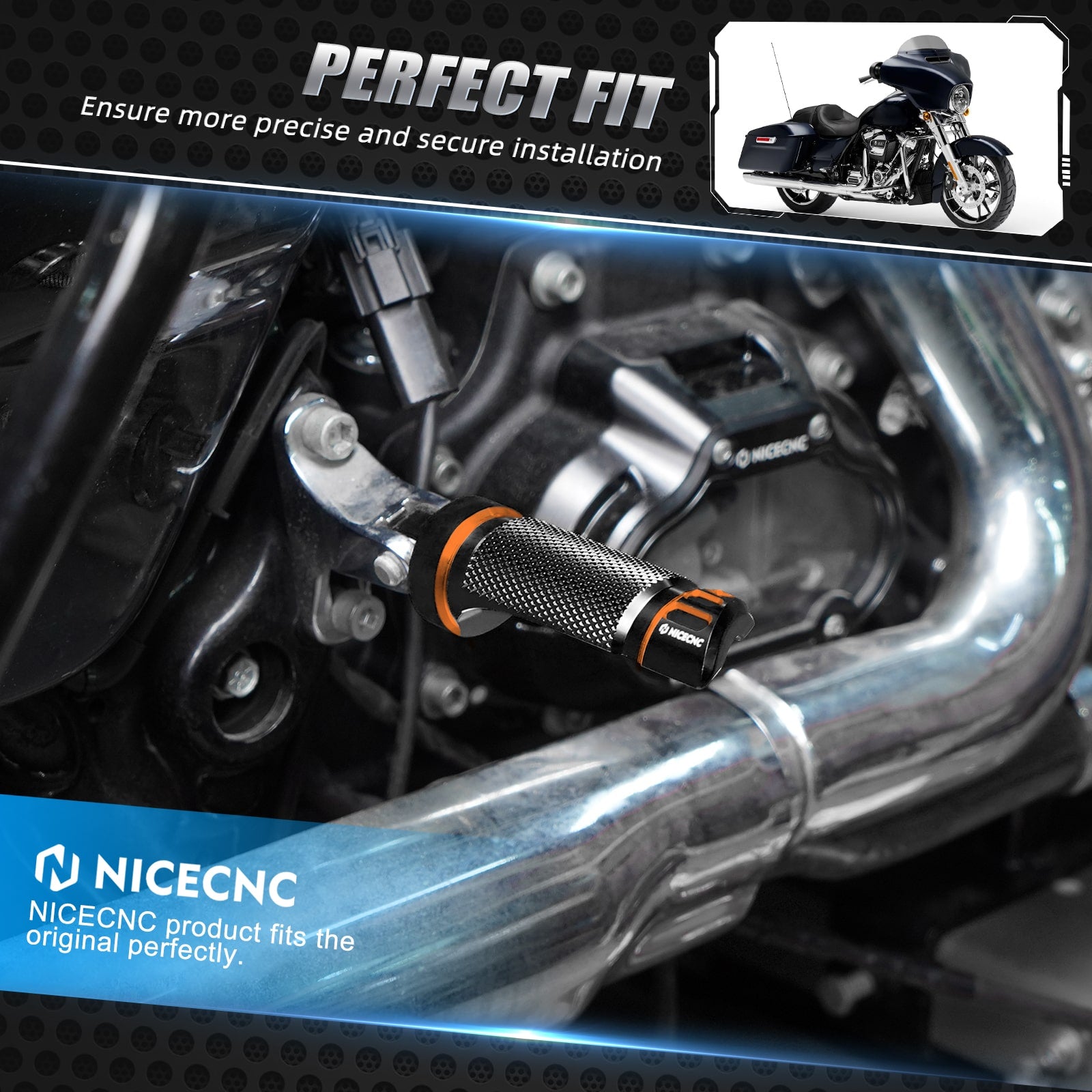 Passenger Footpegs Footrests + Shifter Pegs For Harley Road King Street Glide