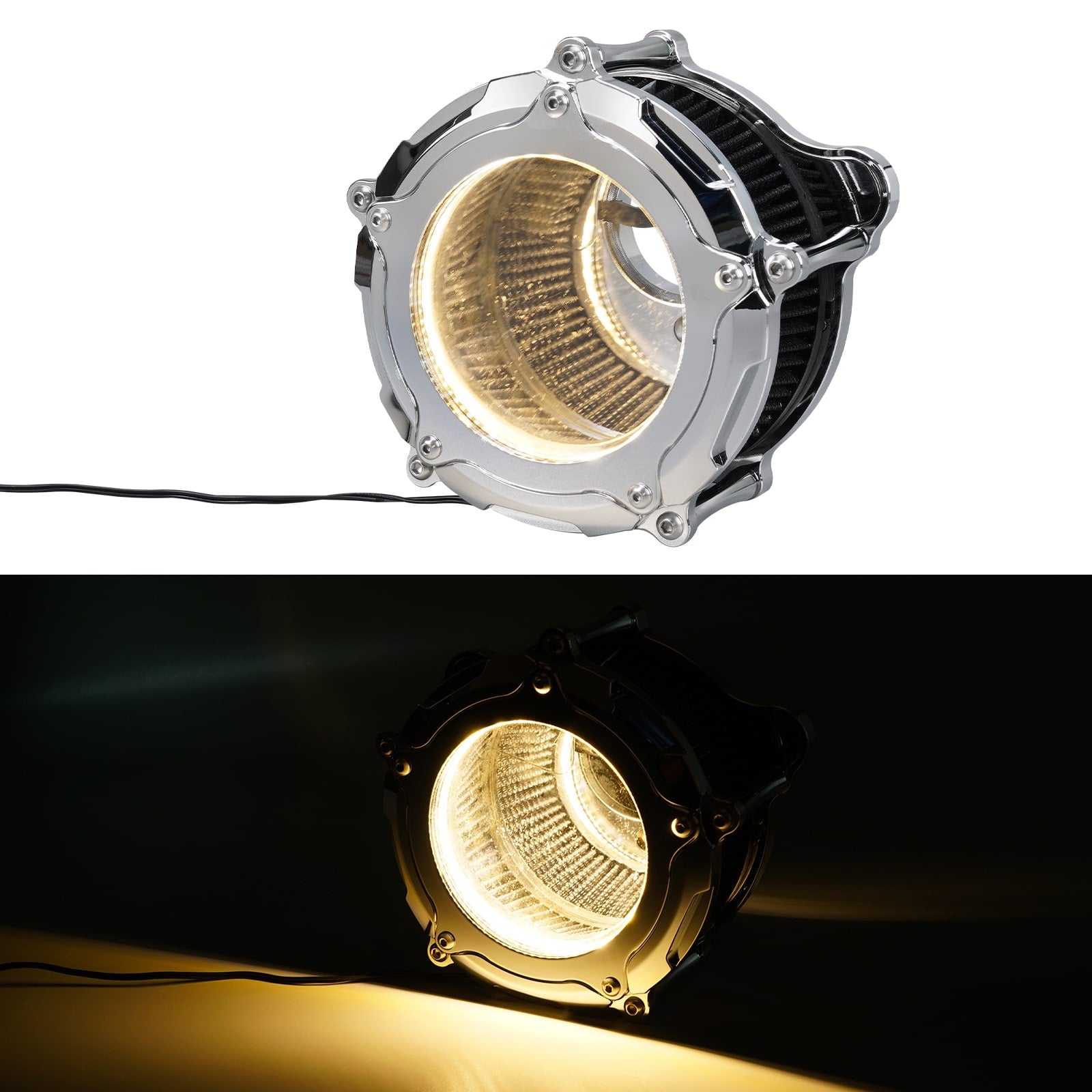 Chrome M8 LED Air Filter Intake Cleaner Kit For Harley Road King CVO Street Road Glide