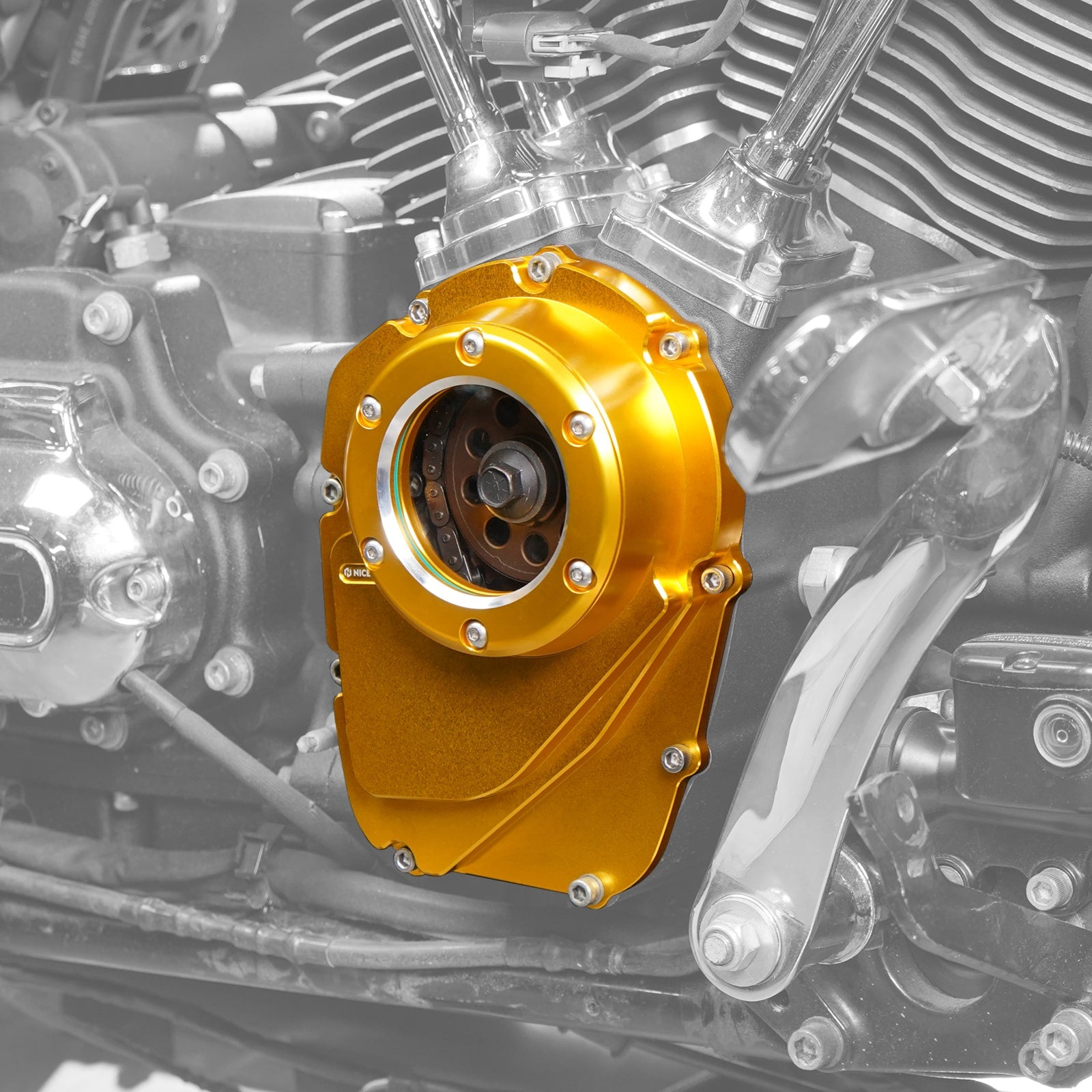 Transparent M8 Camshaft Cam Cover For Harley Softail Street Bob Low Rider Fat Boy