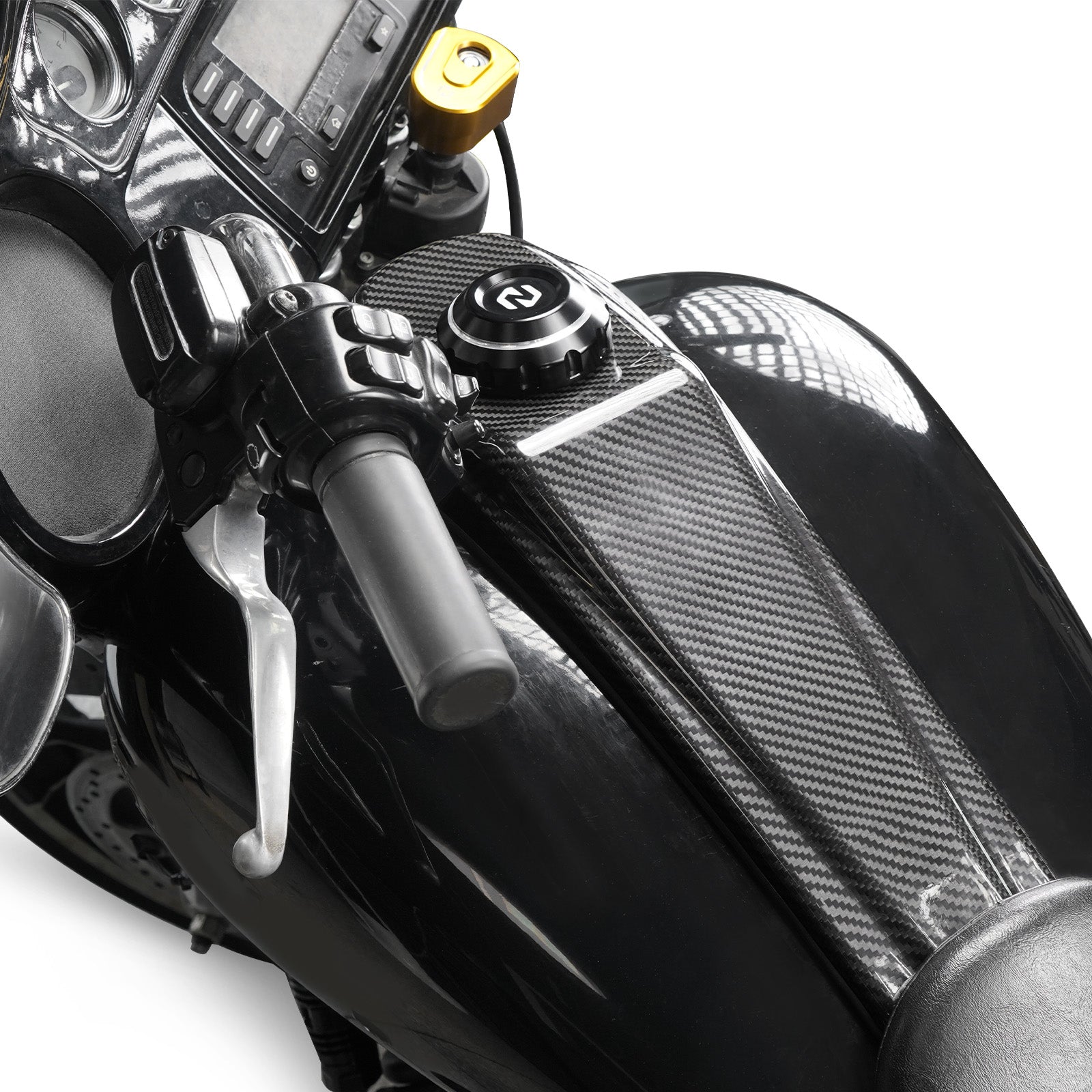 Fuel Gas Tank Cap w/Carbon Fiber Dash Insert Panel For Harley Electra Road Street Glide