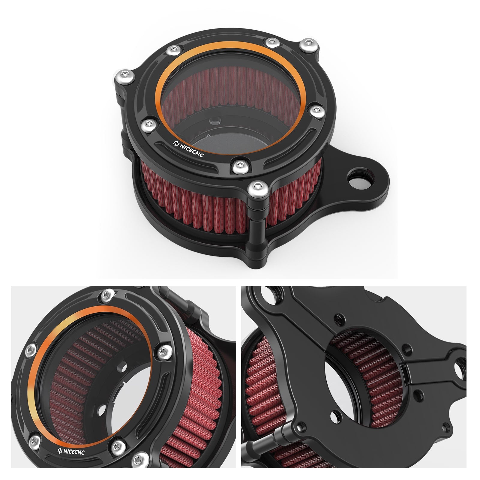 Full Clear Air Cleaner Intake Filter Kit For Harley Sportster 1200 48 XL Iron 883 XL883N