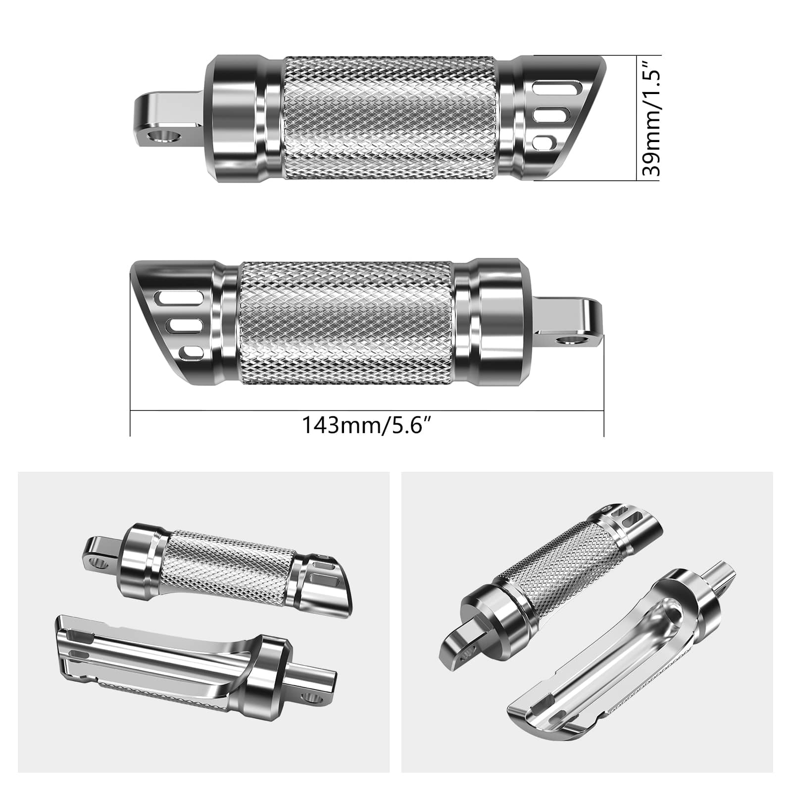 Chrome Rear Passenger Footpegs Pedals Footrest For Harley Road King Street Glide