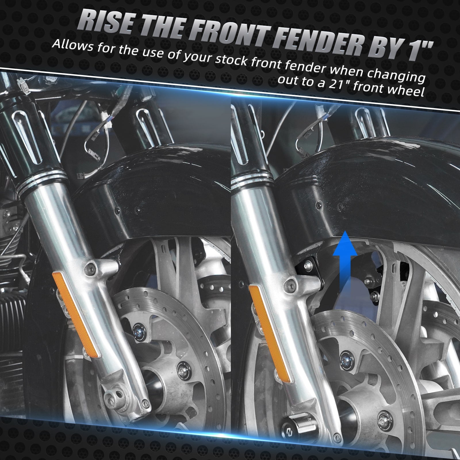 1" Front Fender Riser Relocator Lift Bracket For Harley Road King Electra Street Glide