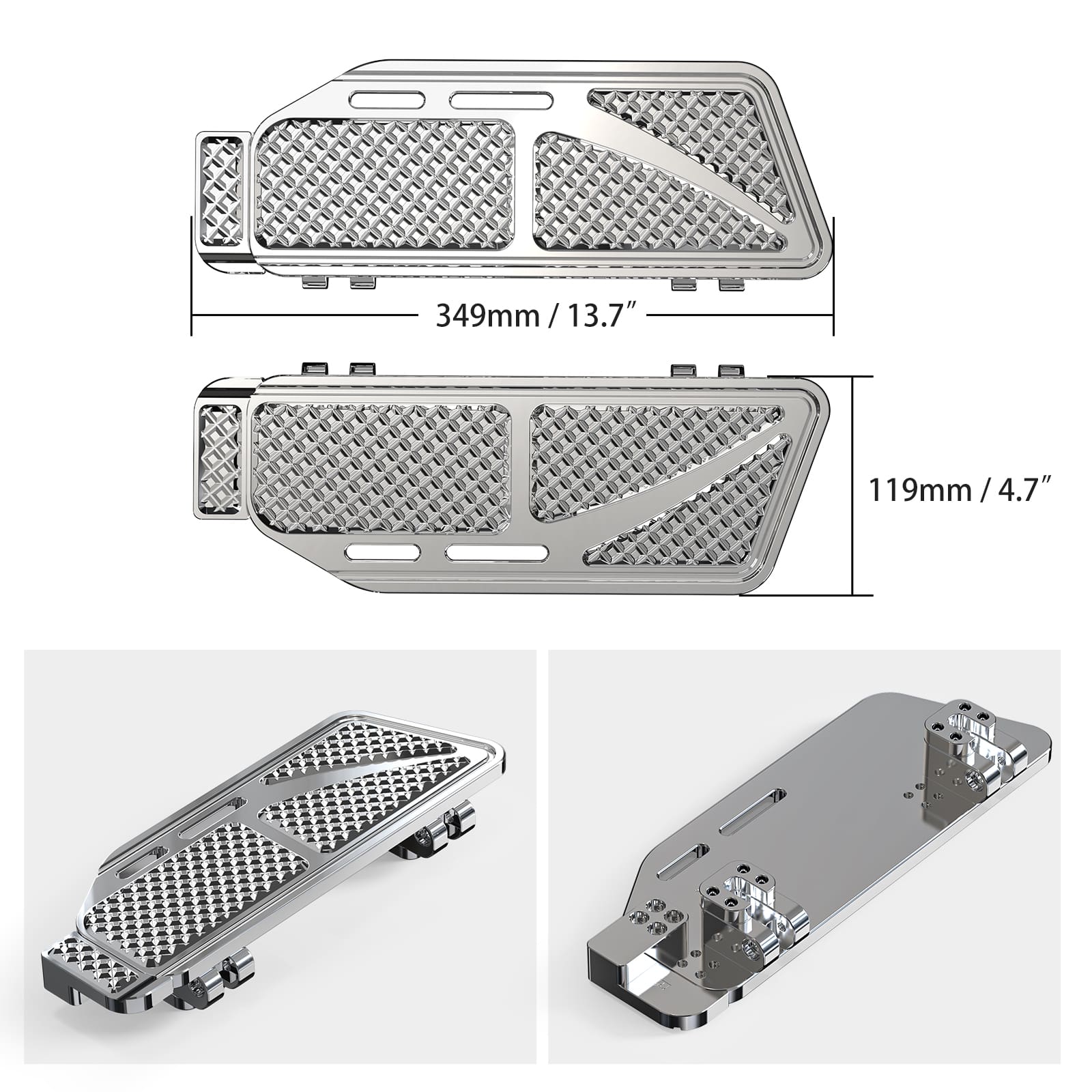 Enlarged Chrome Rider Floorboards Foot board Kit For Harley Road King Electra Street Glide