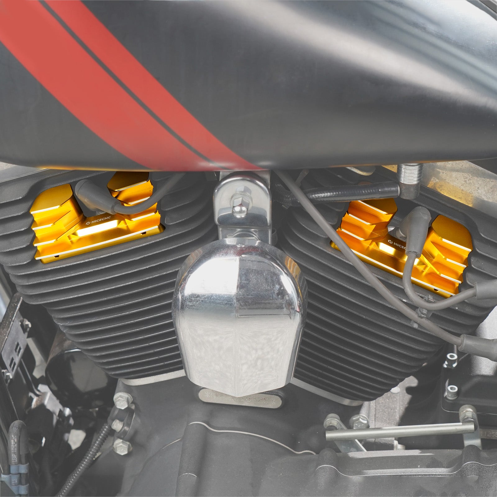 Finned Spark Plug Head Bolt Covers For Harley Twin Cam Dyna Low Rider Street Bob Fat Bob