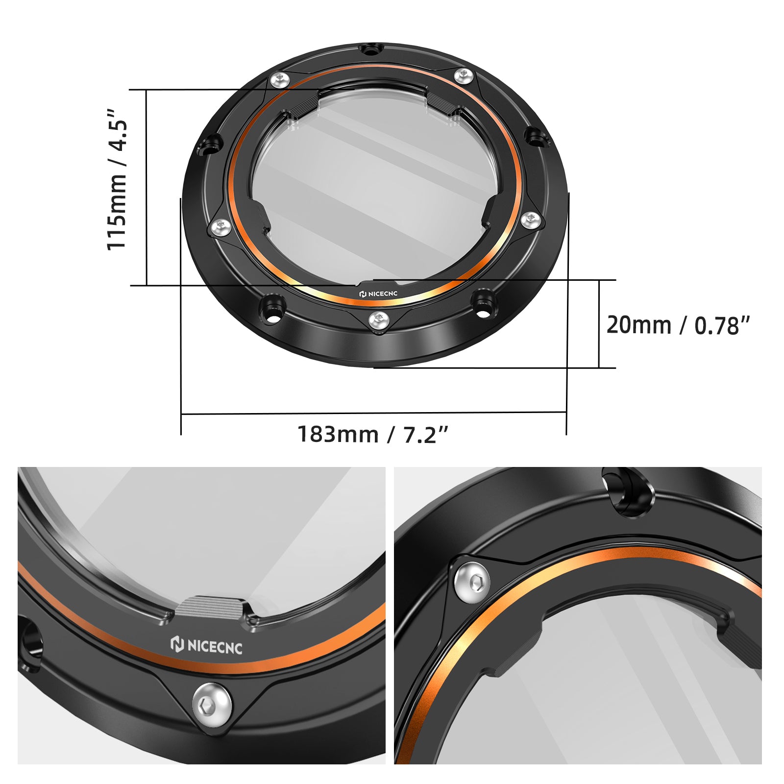 Transparent Twin Cam Derby Cover For Harley Street Glide 06-15 Road King 99-14 Dyna 99-17