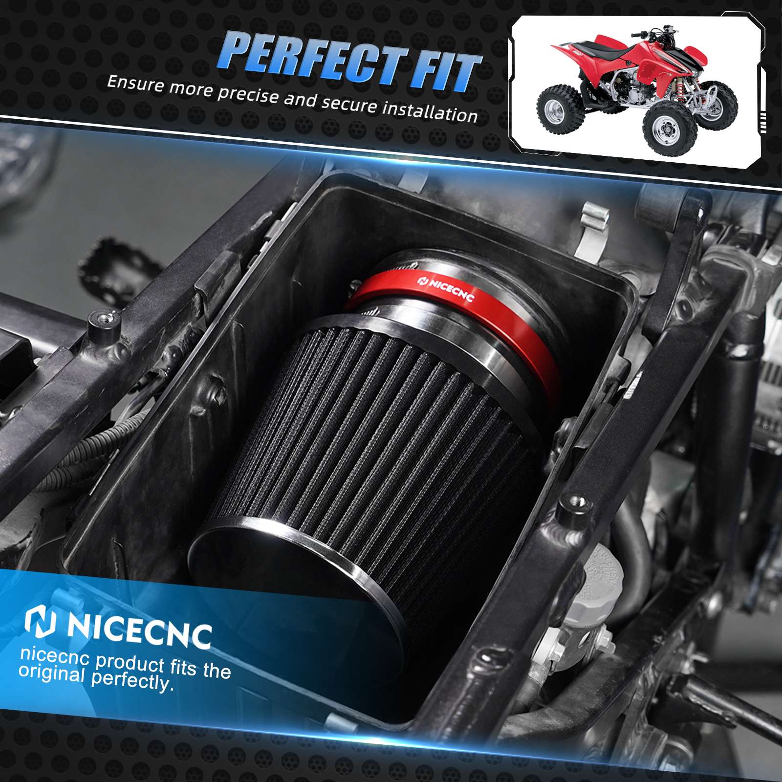 High-Flow Air Filter Intake Cleaner Airbox Lid Cover Kit For Honda TRX450 R / ER