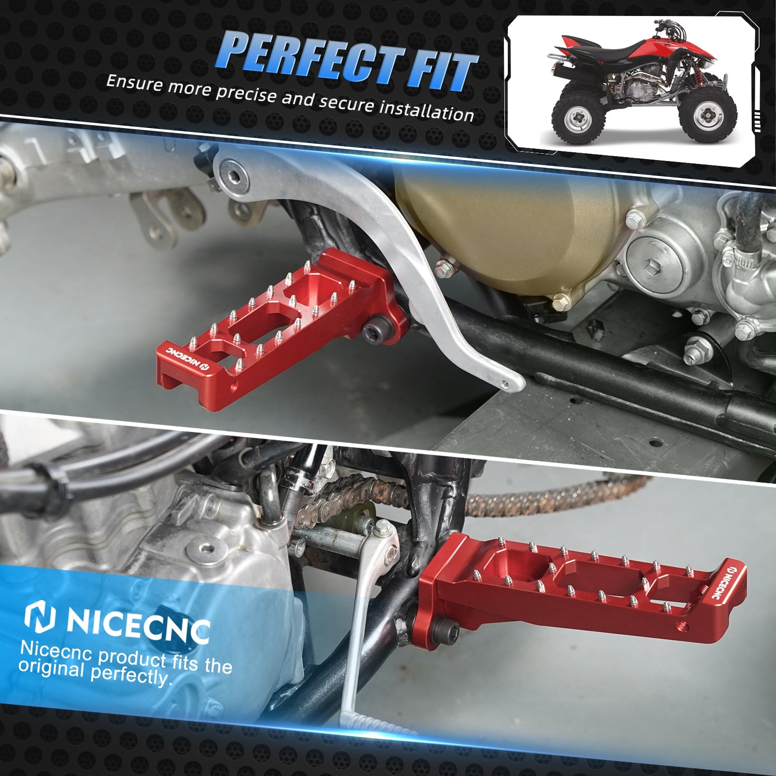 ATV Rider Foot Pegs Rest Pedals Kit For Honda TRX 450 R / ER 2006-2014