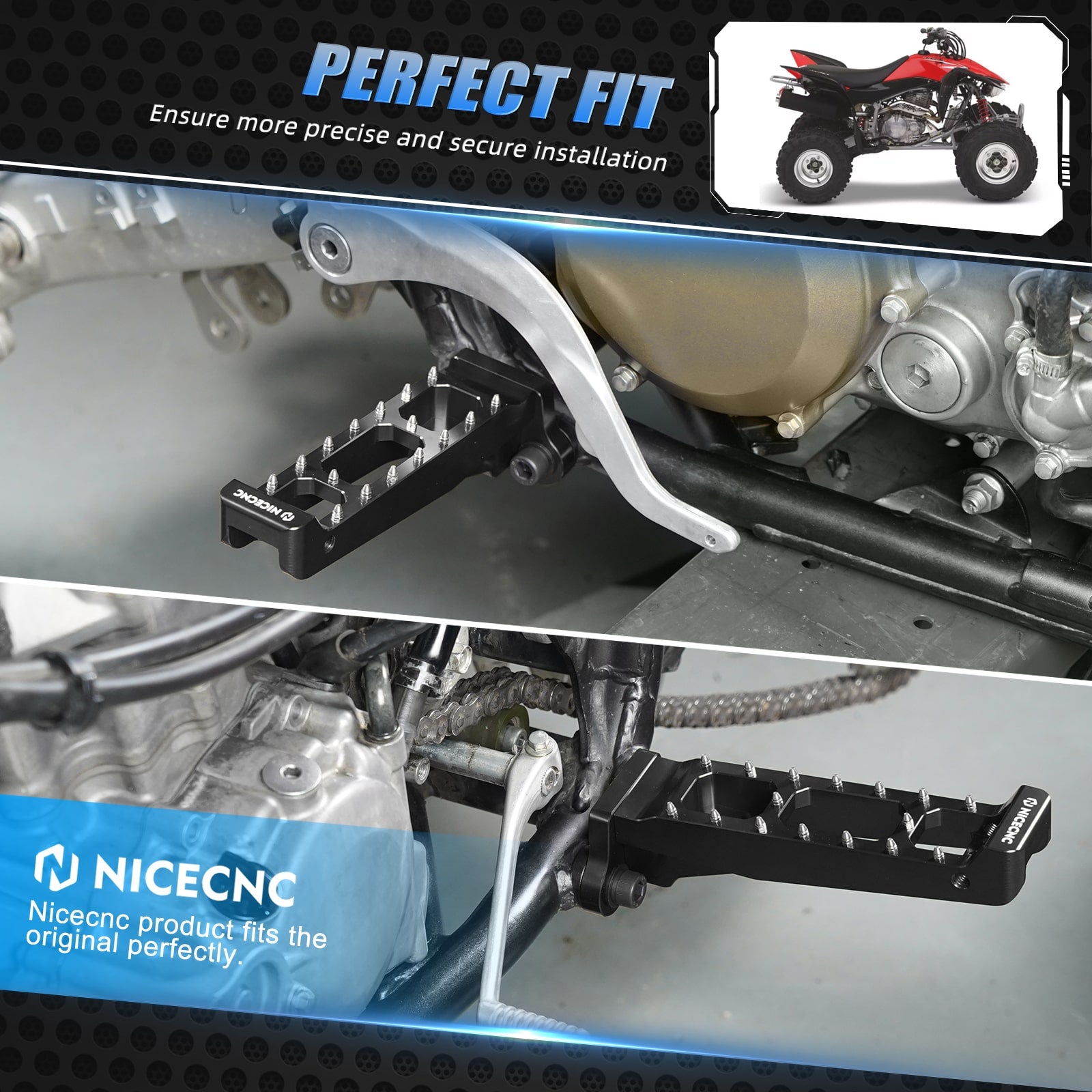 ATV Rider Foot Pegs Rest Pedals Kit For Honda TRX 450 R / ER 2006-2014