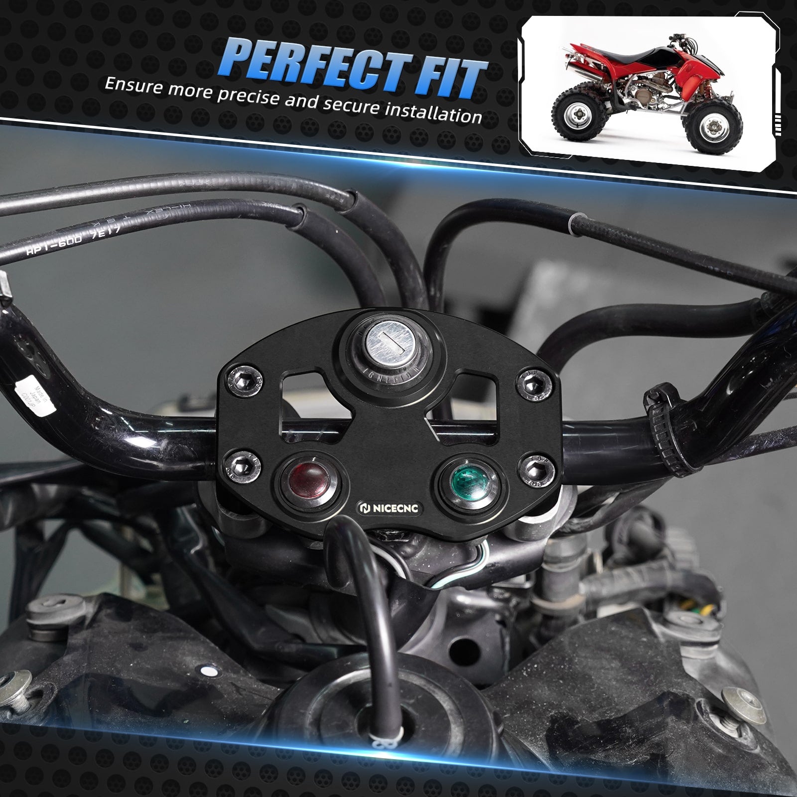ATV Key Switch Indicator Light Handlebar Mount For Honda TRX 450 R / ER
