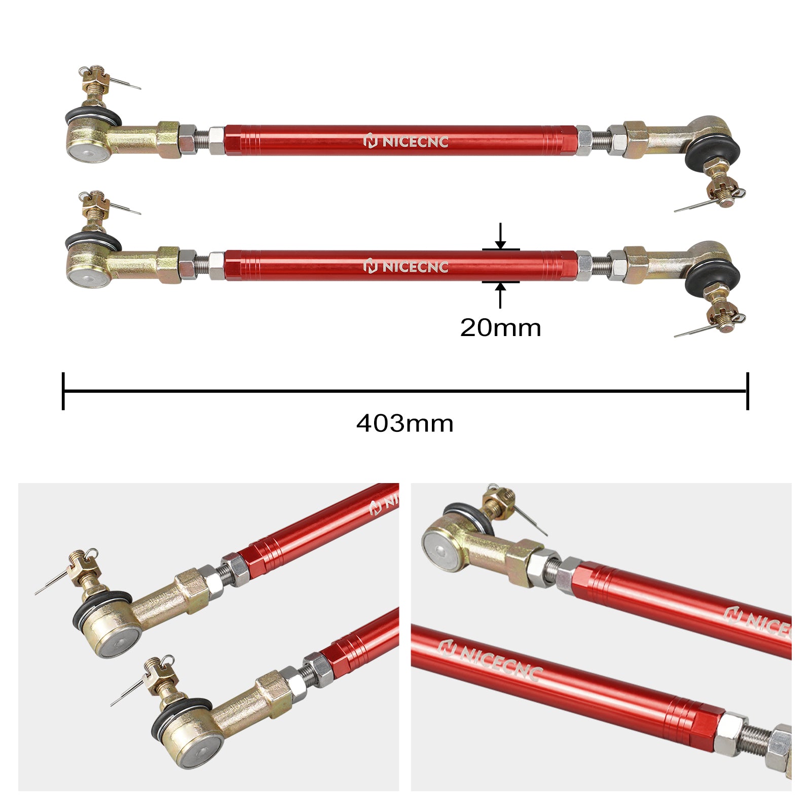 ATV Upgraded Tie Rods w/ Tie Rod Ball Joints Ends Kit For Honda TRX 450 R / ER