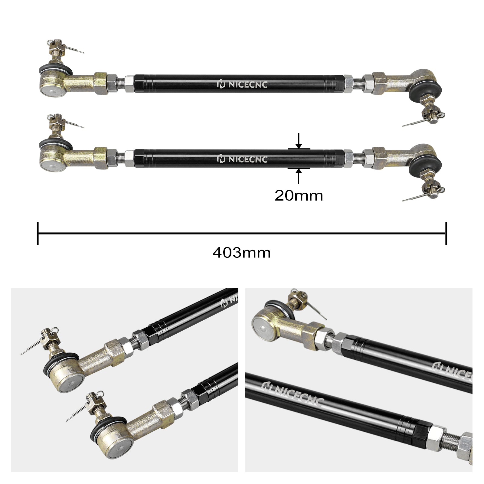 ATV Upgraded Tie Rods w/ Tie Rod Ball Joints Ends Kit For Honda TRX 450 R / ER