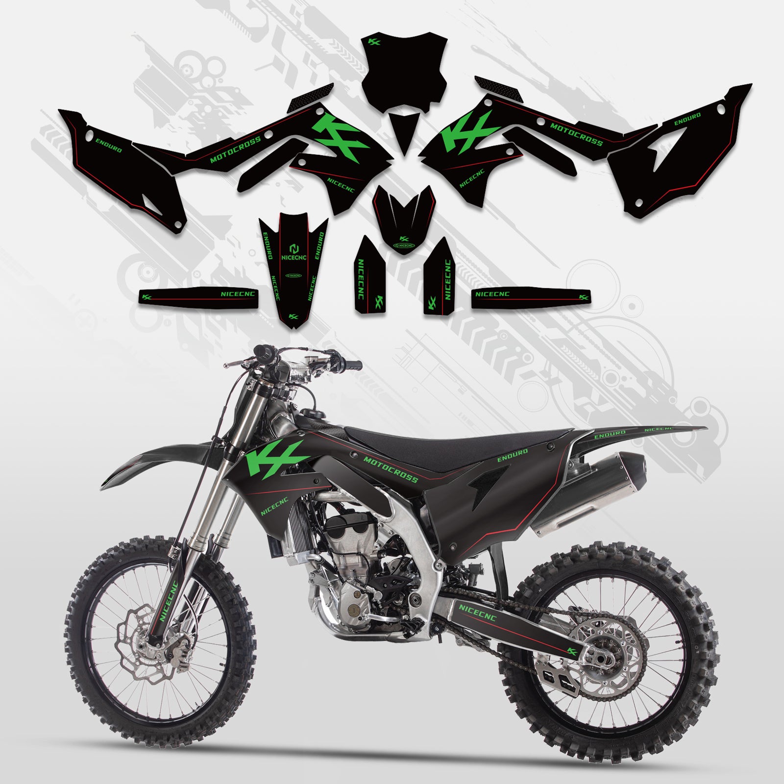 Motorcycle Full Graphics Decals Stickers Kit For Kawasaki KXF250 21-23 KX450F 19-23