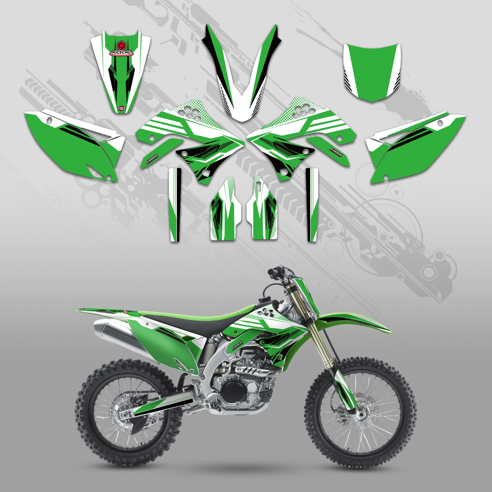 Motorcycle Full Graphics Decals Stickers Kit For KAWASAKI KXF450 2009-2011