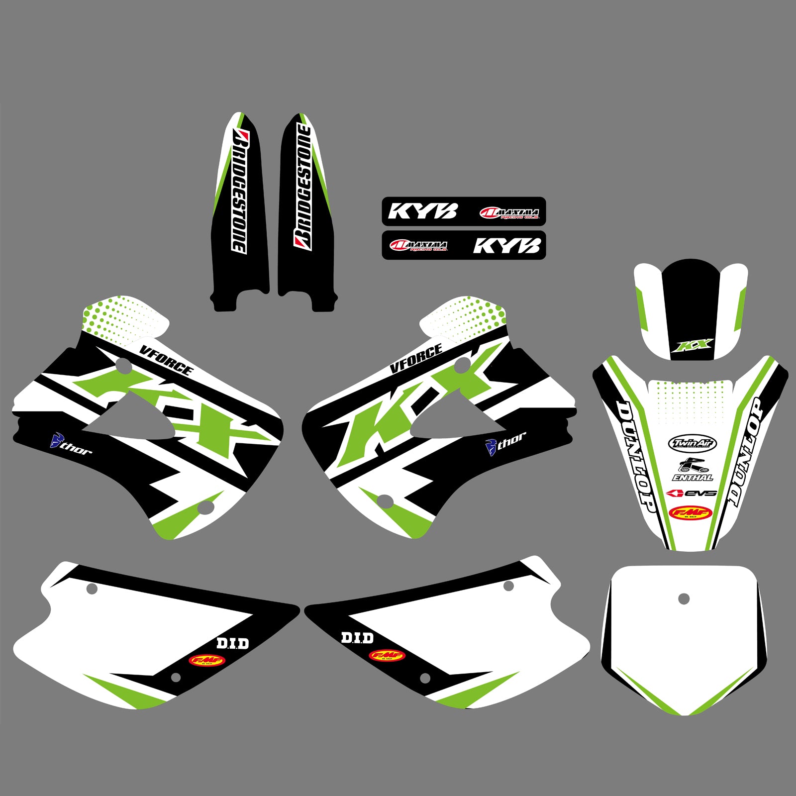 Motocross Full Graphics Background Decal Sticker Kit For Kawasaki KX85 KX100 1998-2012