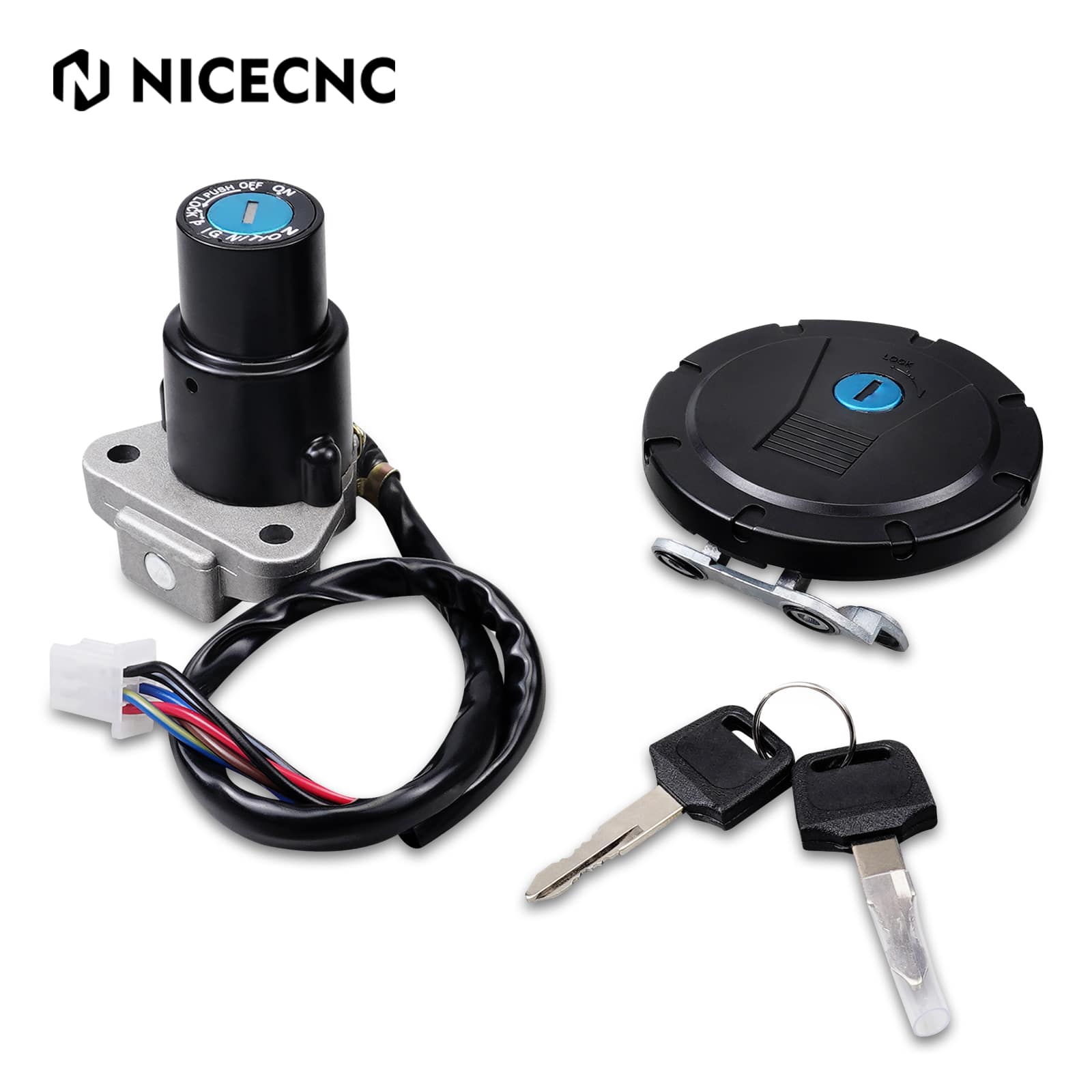 Ignition Key Switch with Fuel Gas Cap Lock Kit For Kawasaki KLR650