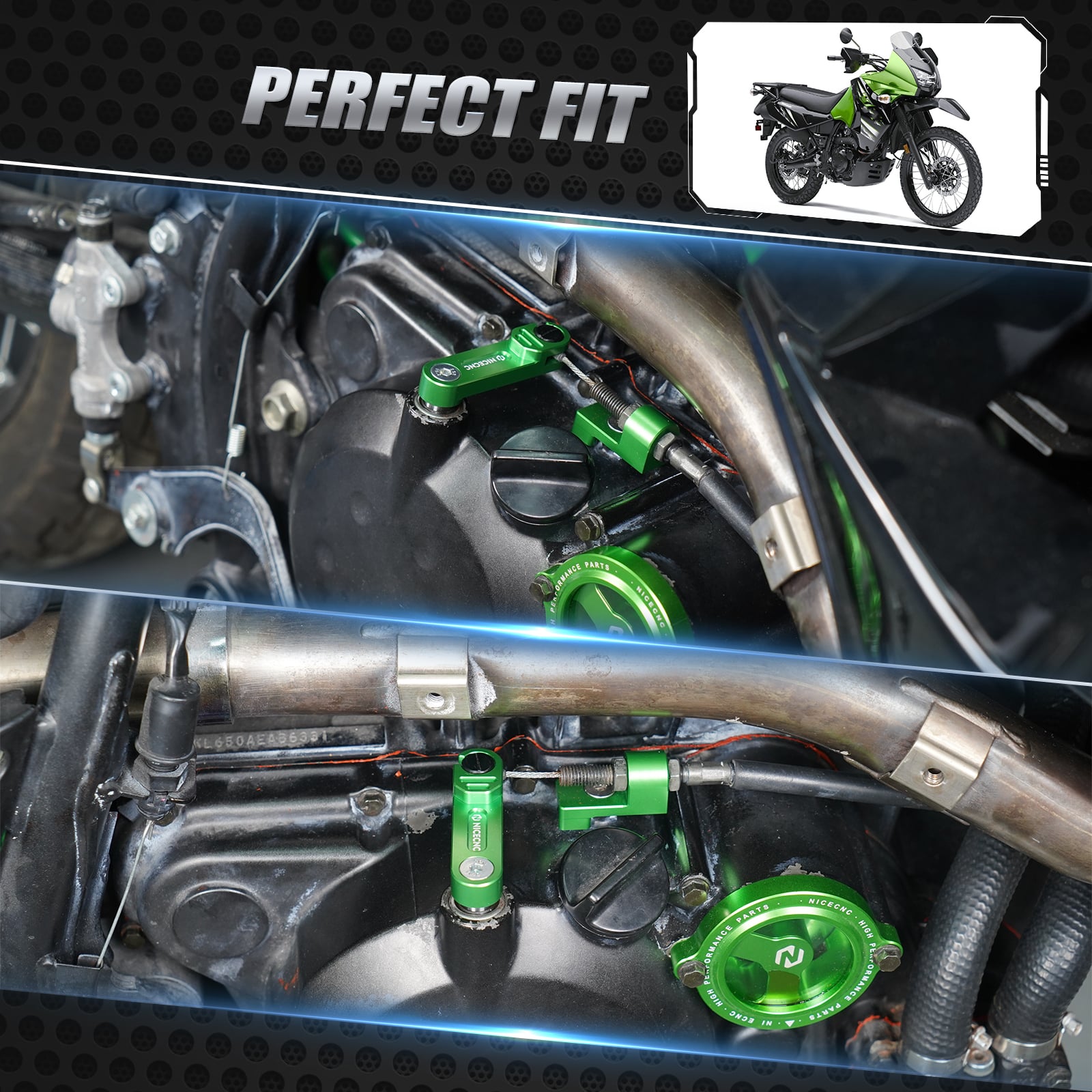 One Finger Clutch Arm Lever Easy Pull Cable Arm Kit For Kawasaki KLR650 2008-2024