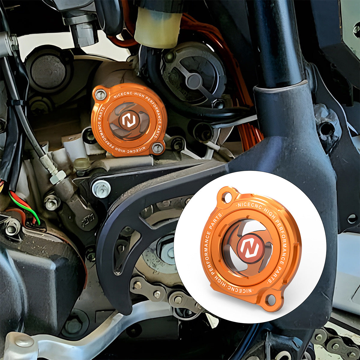 Transparent Oil Filter Cover Cap For KTM 250-625 950 Adv/Super Enduro 990 Adv/Super Duke