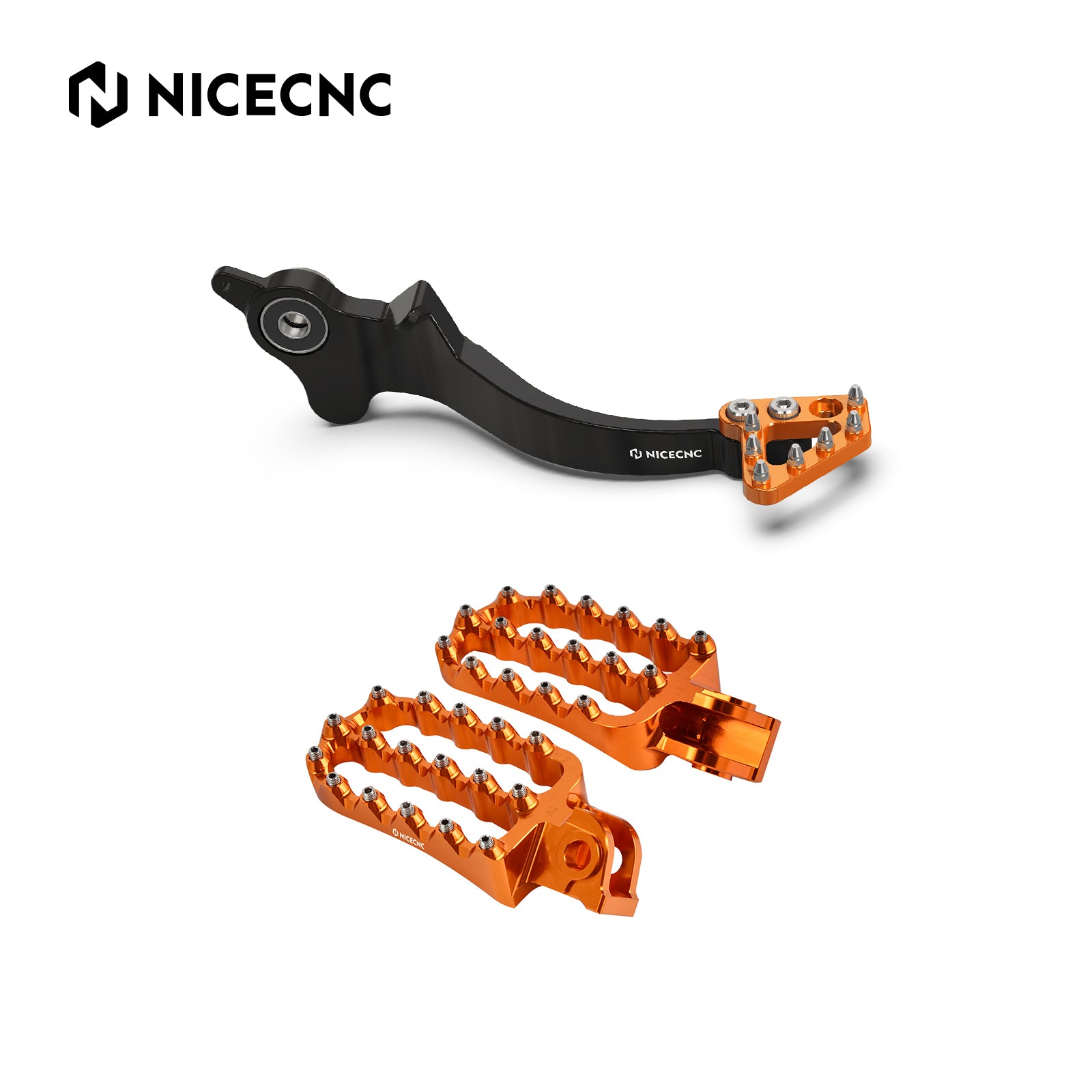 Rear Brake Pedal Lever + Enlarged Foot Pegs For KTM 690 Enduro SMC R 2011-2018, Orange