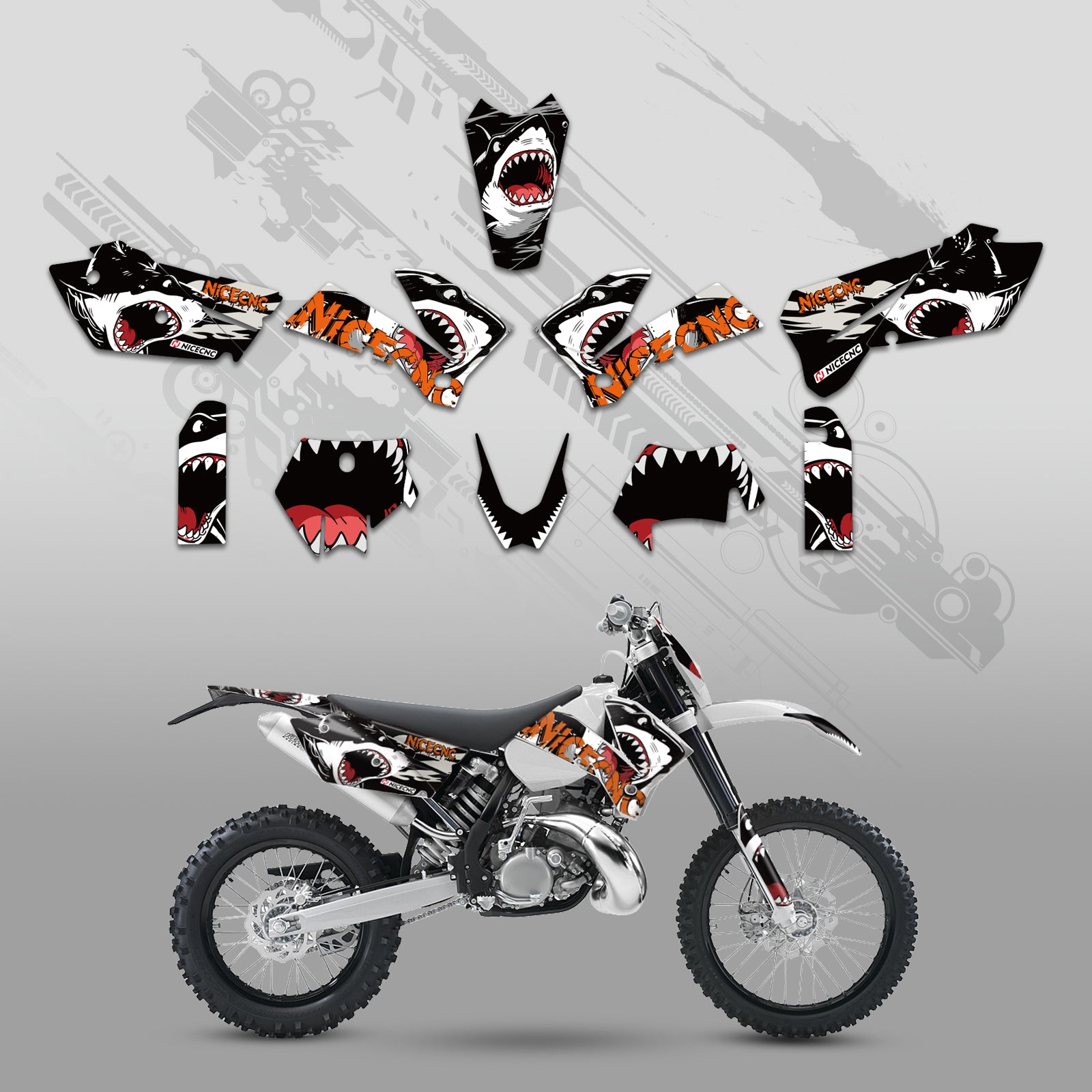 Off-Road Bike Full Graphics Decals Stickers Set For KTM EXC 2005-2007