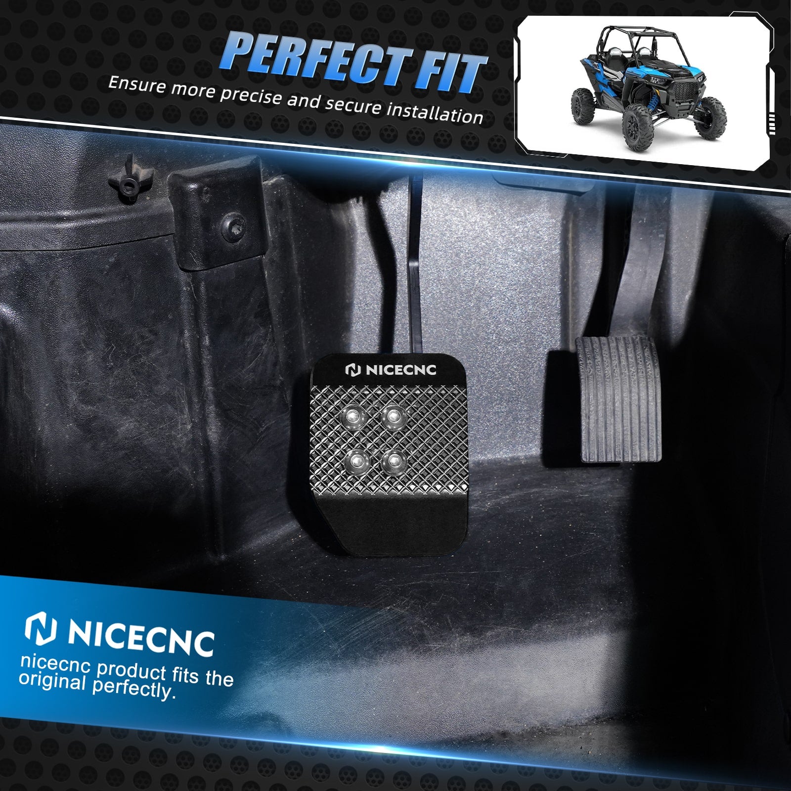 Aluminum Brake Pedal Extender for Polaris Xp Turbo RZR 900 XP 1000 XP 4 Turbo