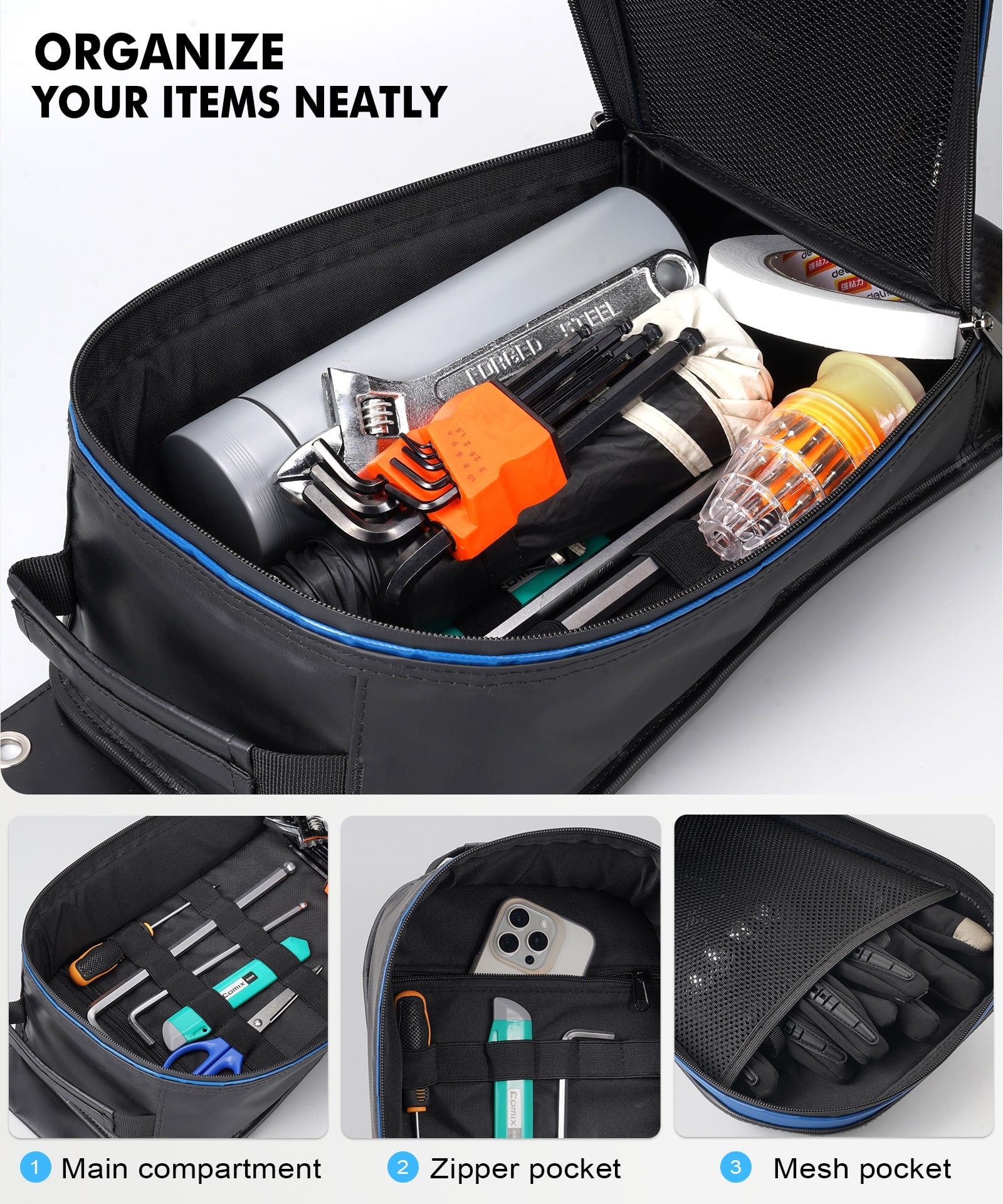 UTV Upgraded Center Seat Storage Tool Bag For Polaris RZR PRO XP 4