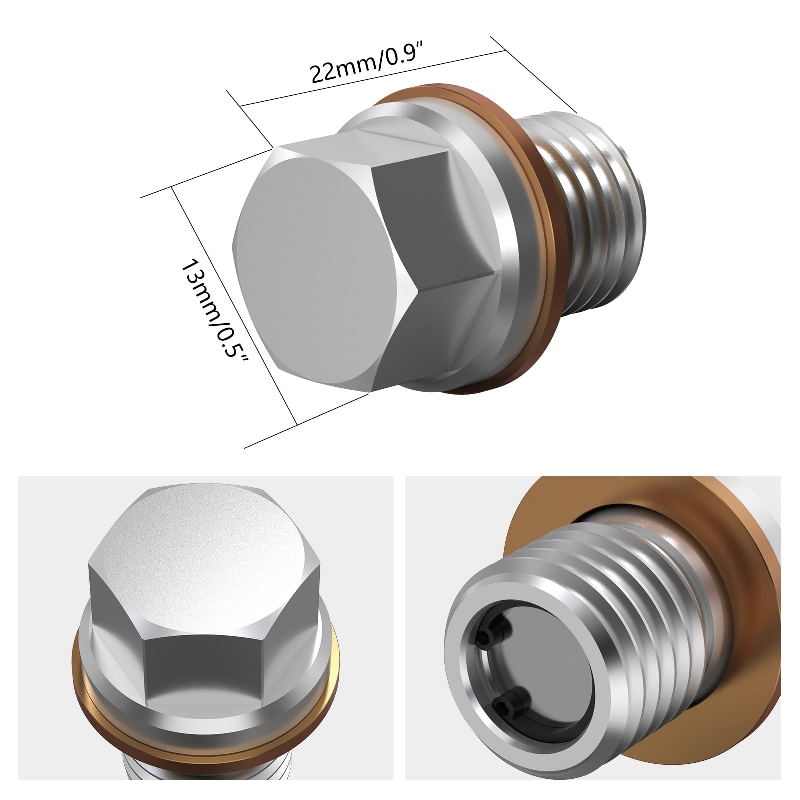 Magnetic Oil Drain Plug And Washer M12X1.5 For Polaris RZR Sportsman Ranger Replaces 7052306