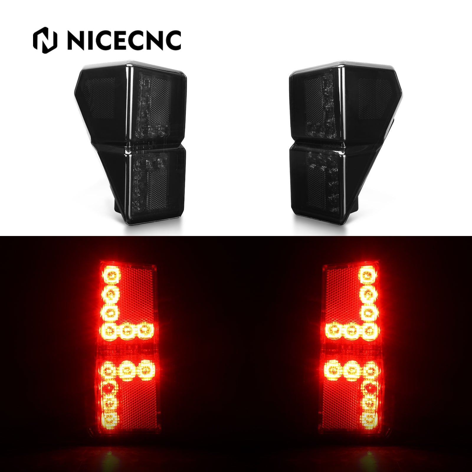 UTV Smoked LED Rear Brake Tail Lights Assembly For Polaris Ranger XP 1000