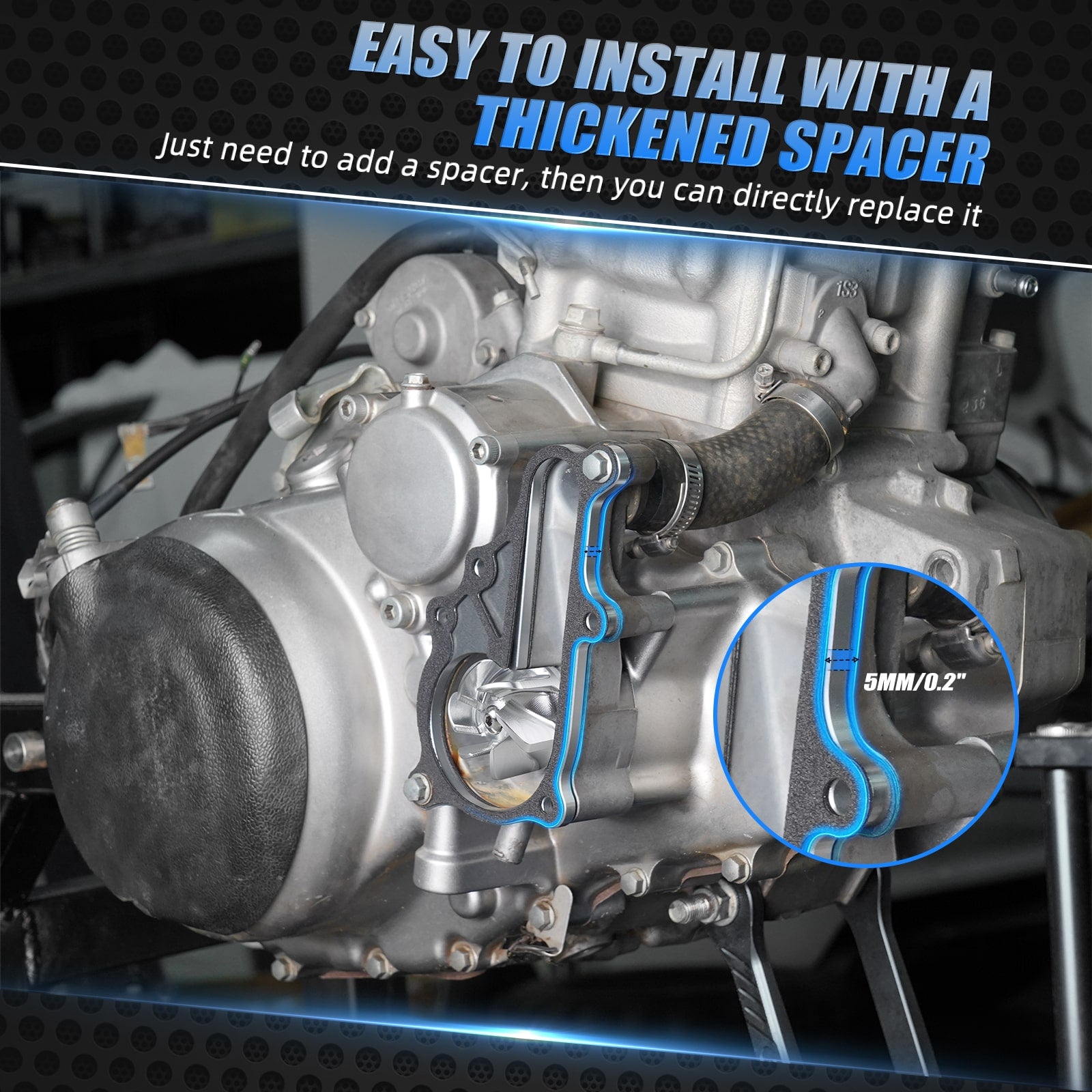 Water Pump Impeller Shaft Housing Cover Gasket Rise 0.2" For Yamaha Raptor 700 2006-2024