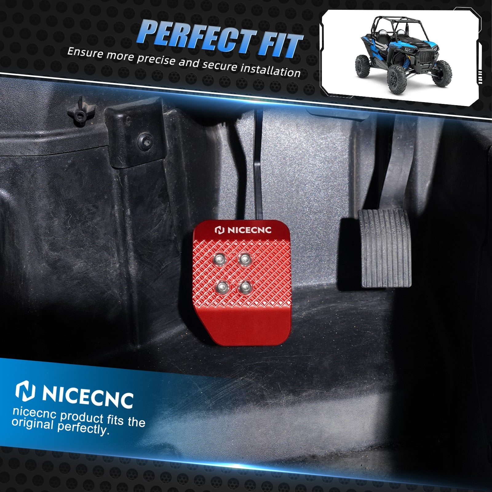 Aluminum Brake Pedal Extender for Polaris Xp Turbo RZR 900 XP 1000 XP 4 Turbo