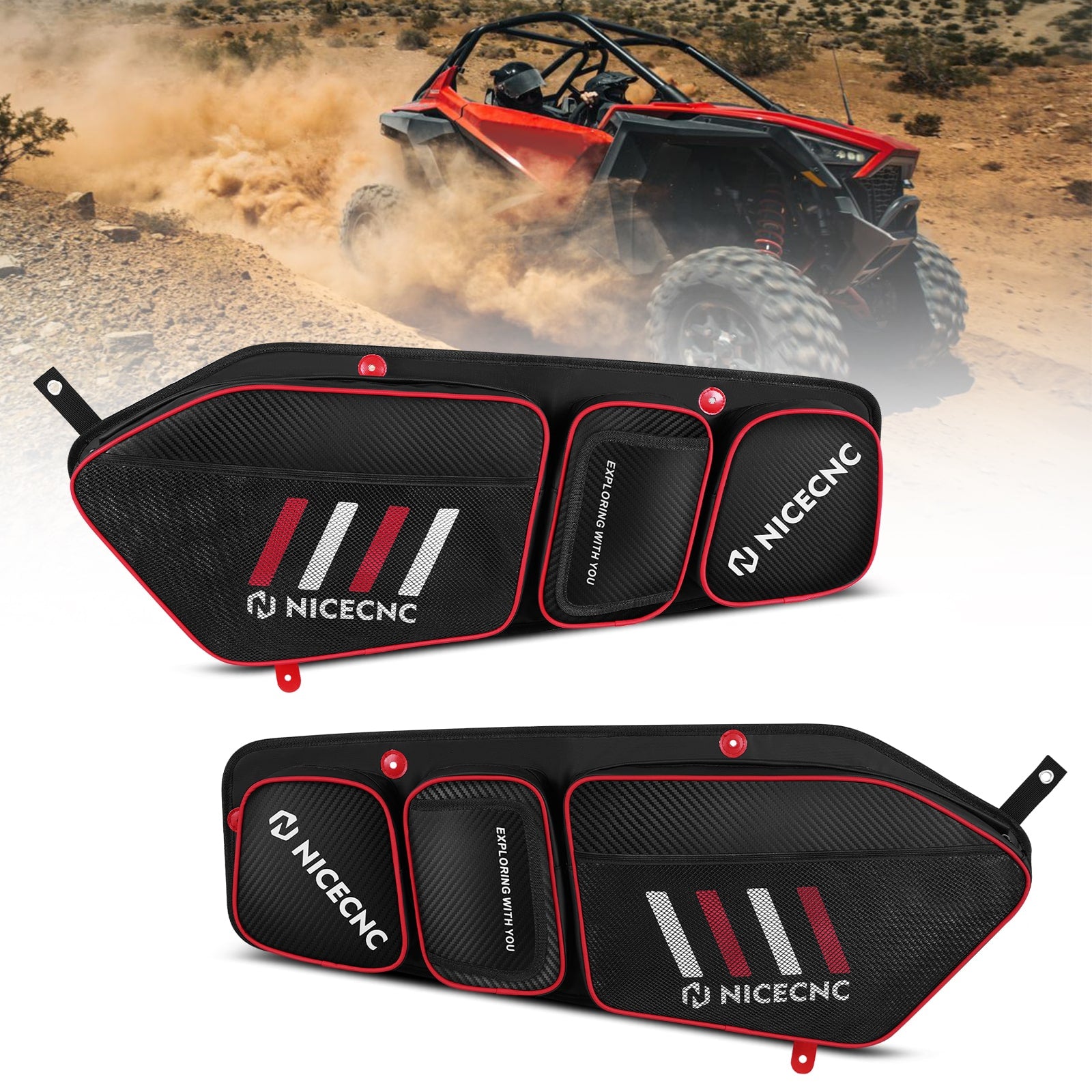 Upgraded Pair UTV Front Door Storage Bags For Polaris RZR TURBO R / PRO XP / PRO R