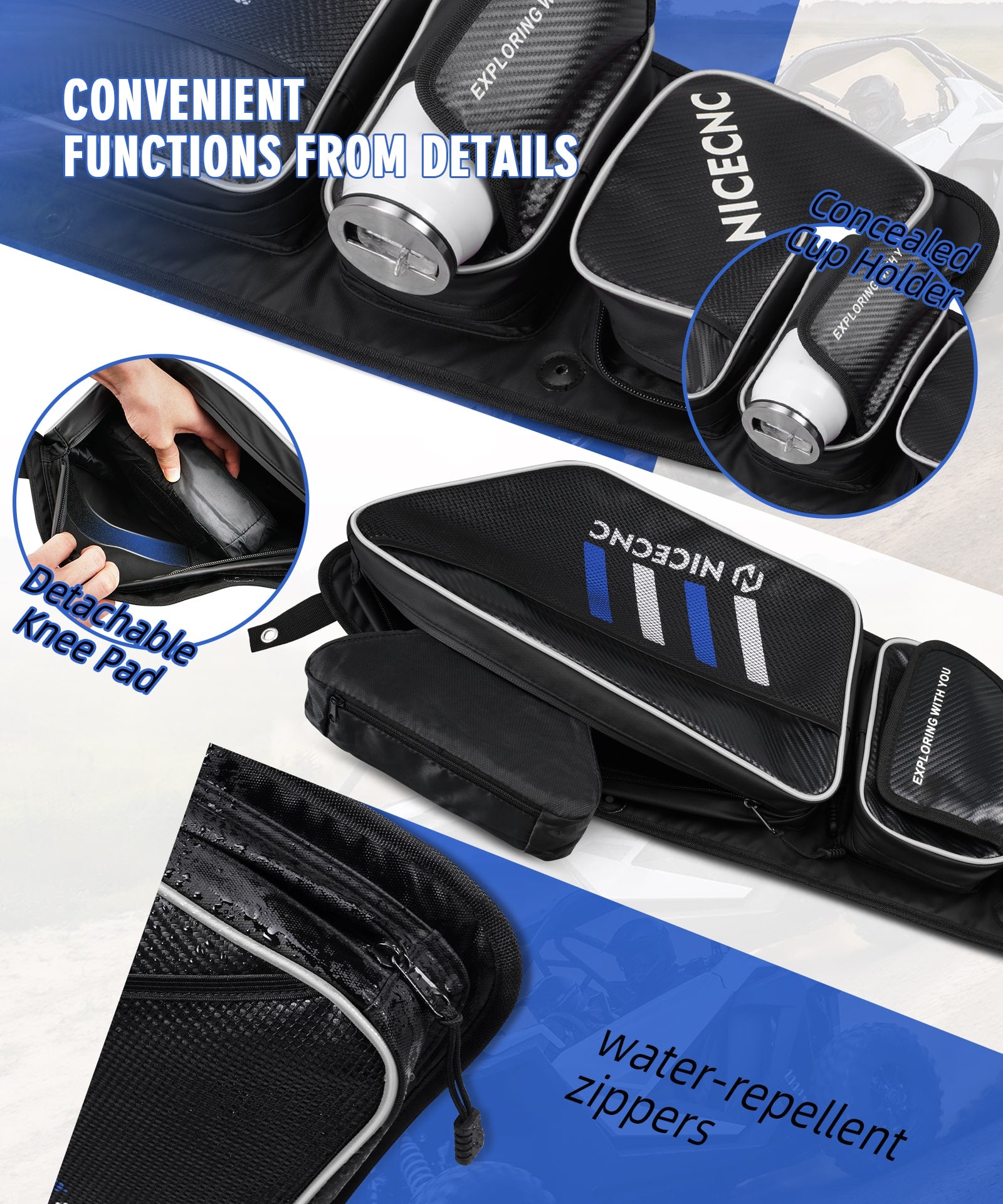 Upgraded Pair UTV Front Door Storage Bags For Polaris RZR TURBO R / PRO XP / PRO R