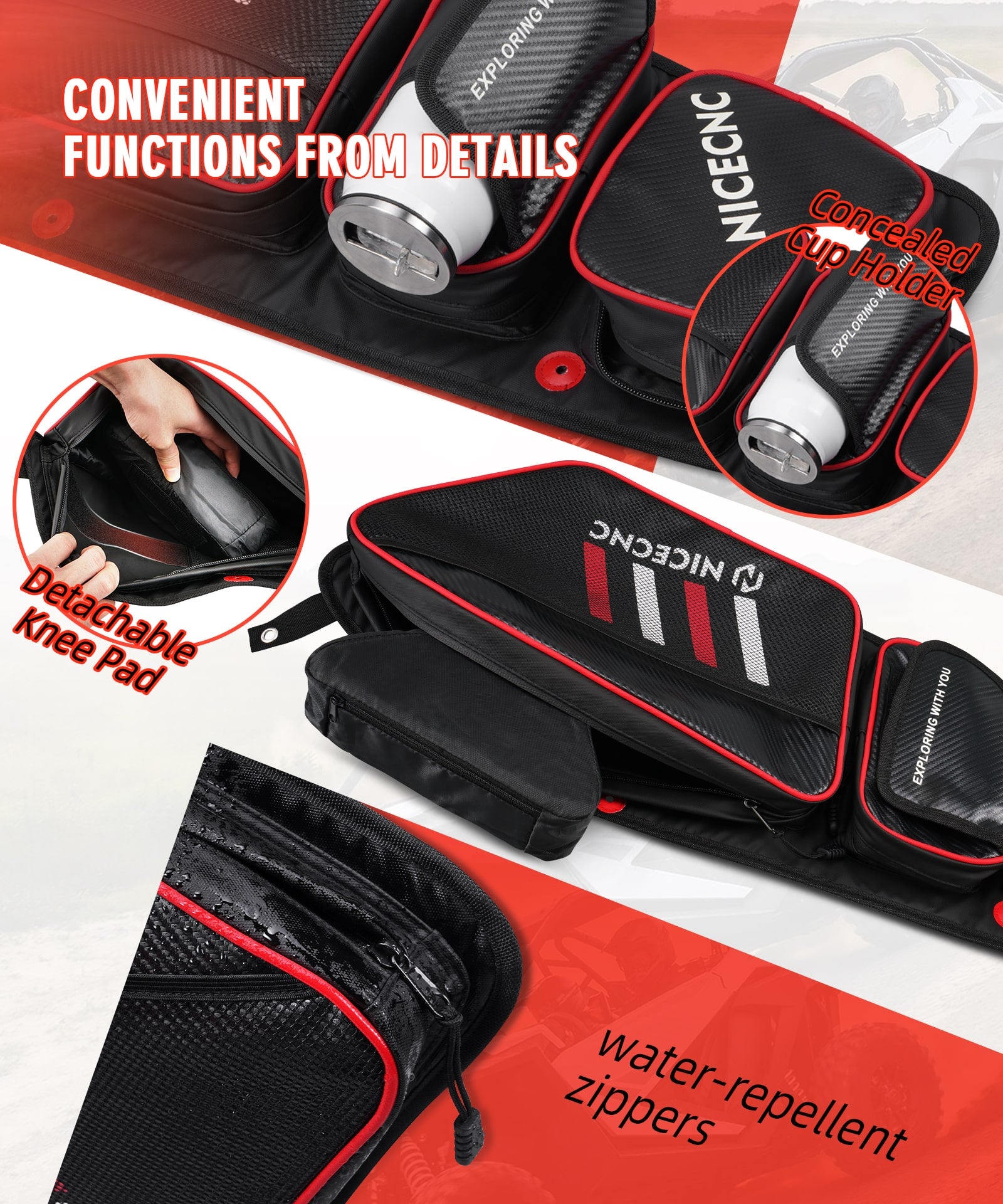 Upgraded Pair UTV Front Door Storage Bags For Polaris RZR TURBO R / PRO XP / PRO R