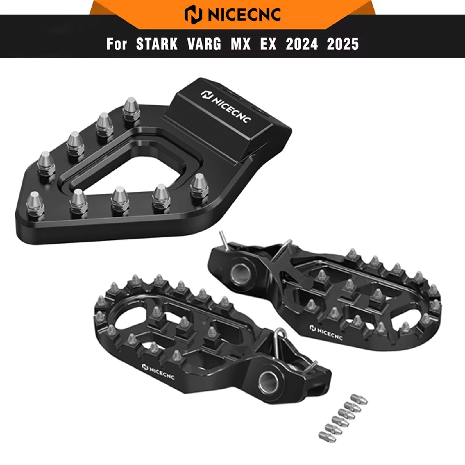 Forged Extender Foot Pegs + Rear Brake Pedal Tip For Stark Varg EX / MX 2024-2025
