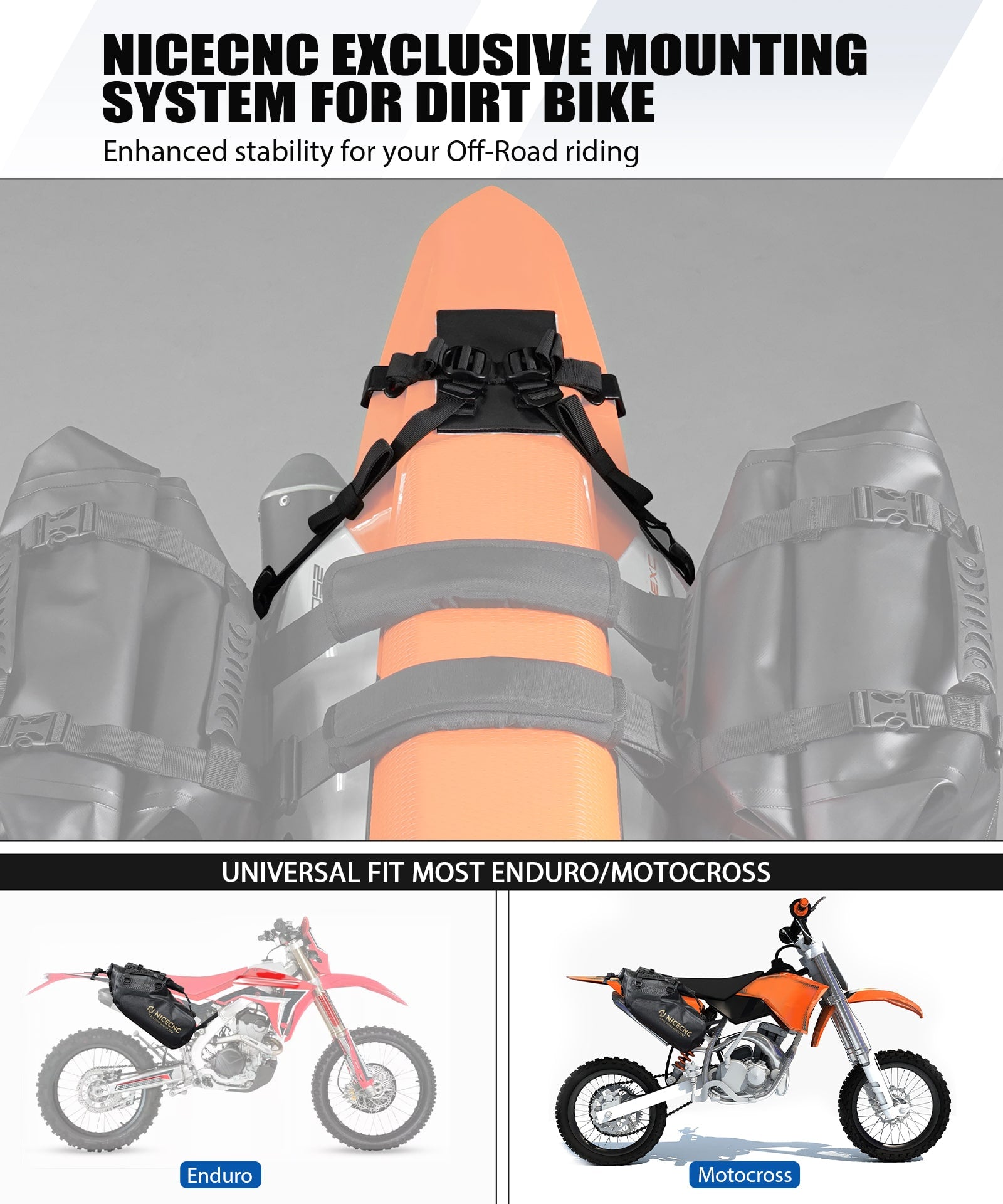 Universal Motorcycle Saddlebags 28L Waterproof for Adventure and Sport Bike Racks