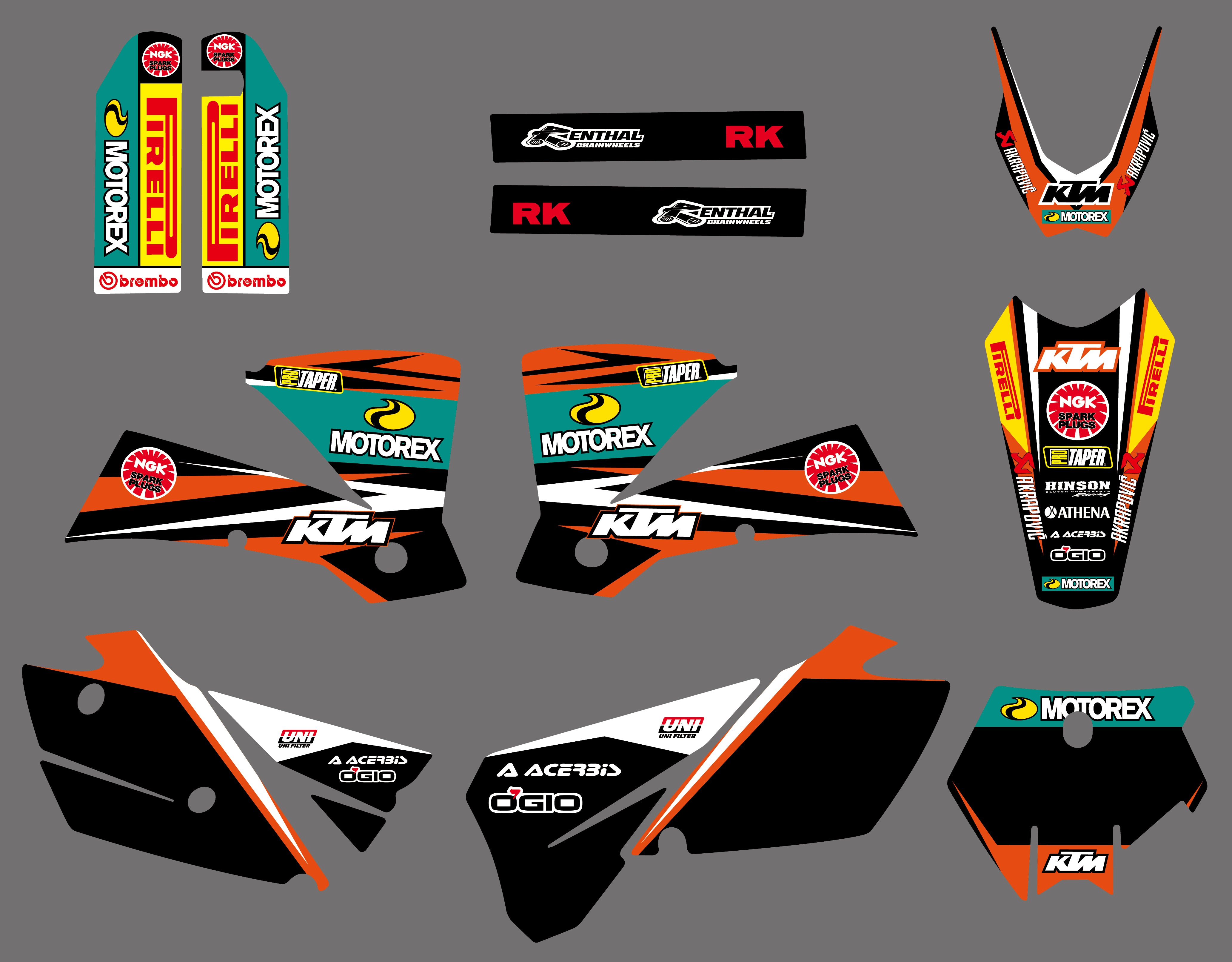 Team Graphics Backgrounds Decals Stickers For 2003-2004 KTM SX 125/200/250/300/450/525