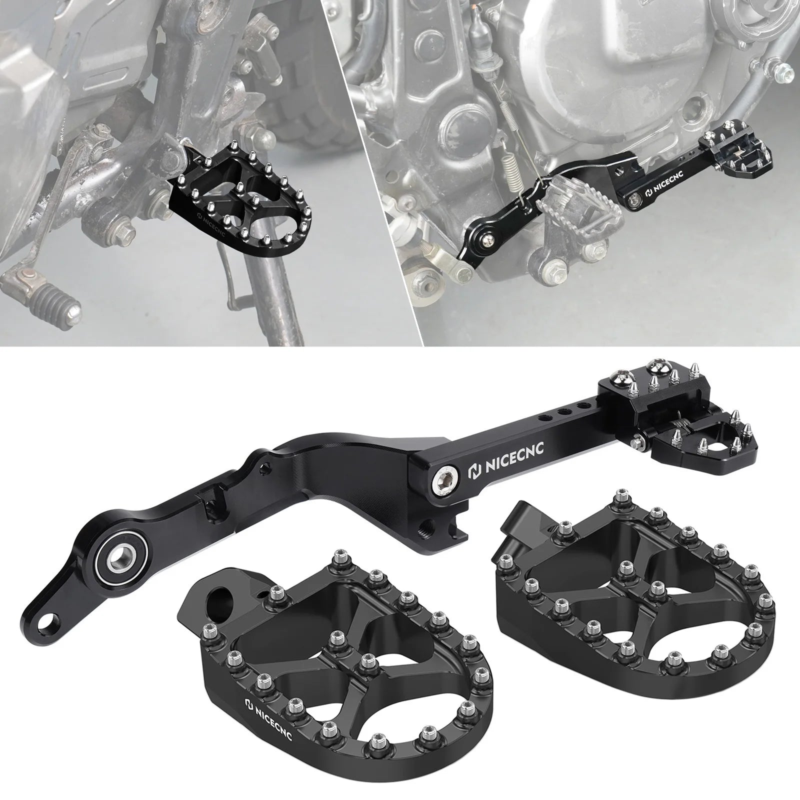 Suzuki DR650 S Enlarged Footpegs + Dual Rear Brake Pedal Lever