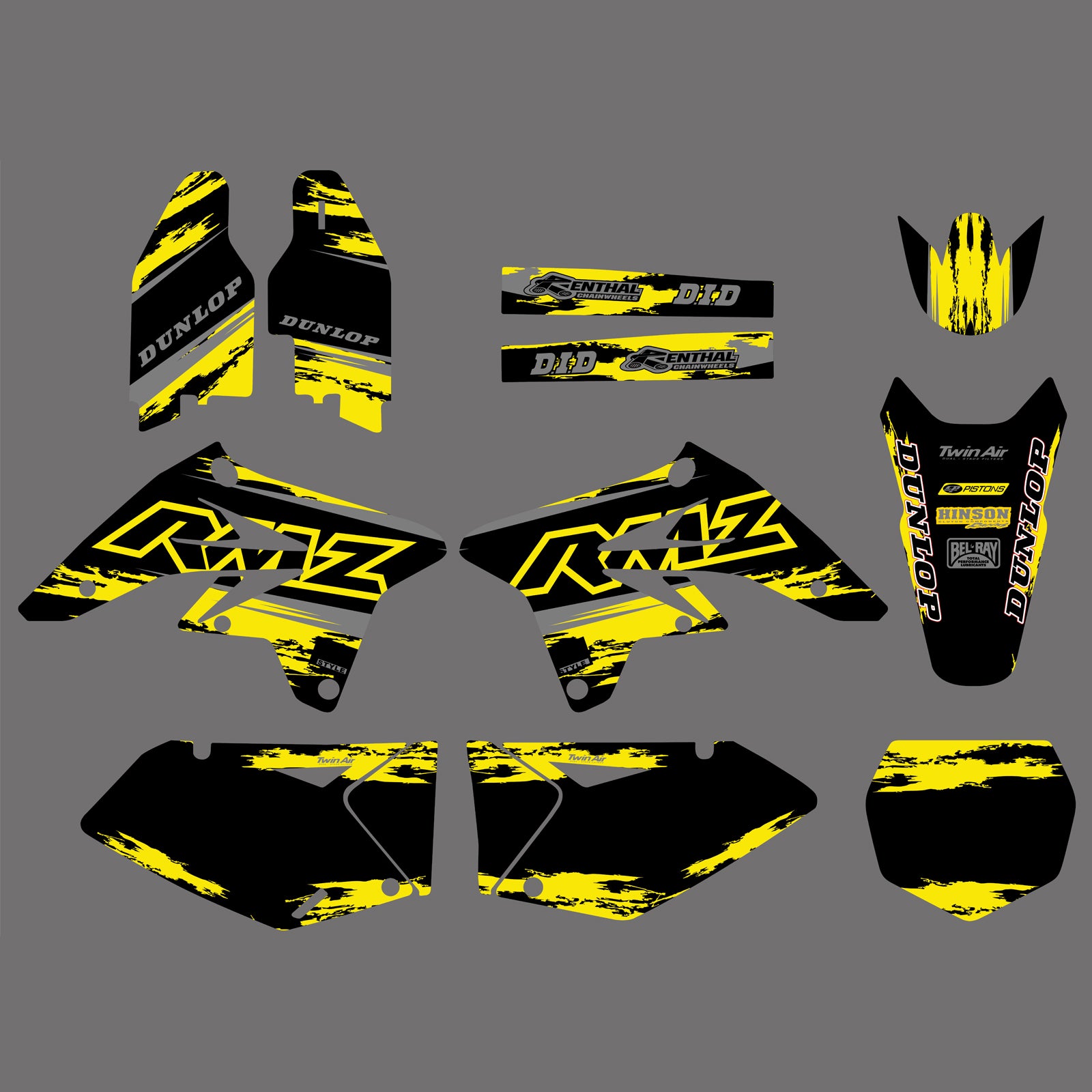 Motorcycle Background Sticker Decal Kits For Suzuki RMZ250 2007-2009
