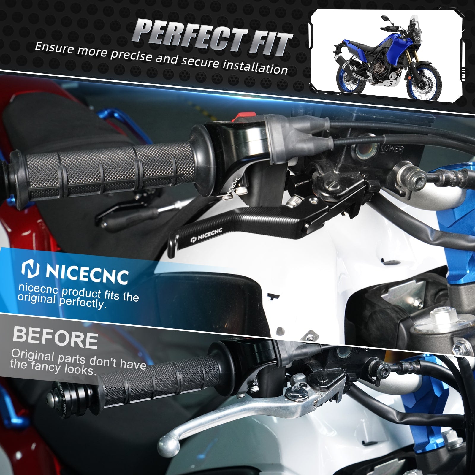 Shorty Brake Clutch Lever for Yamaha Tenere700 / XTZ700 2019-2024 XSR700 2018-2024 MT-07 2018-2020