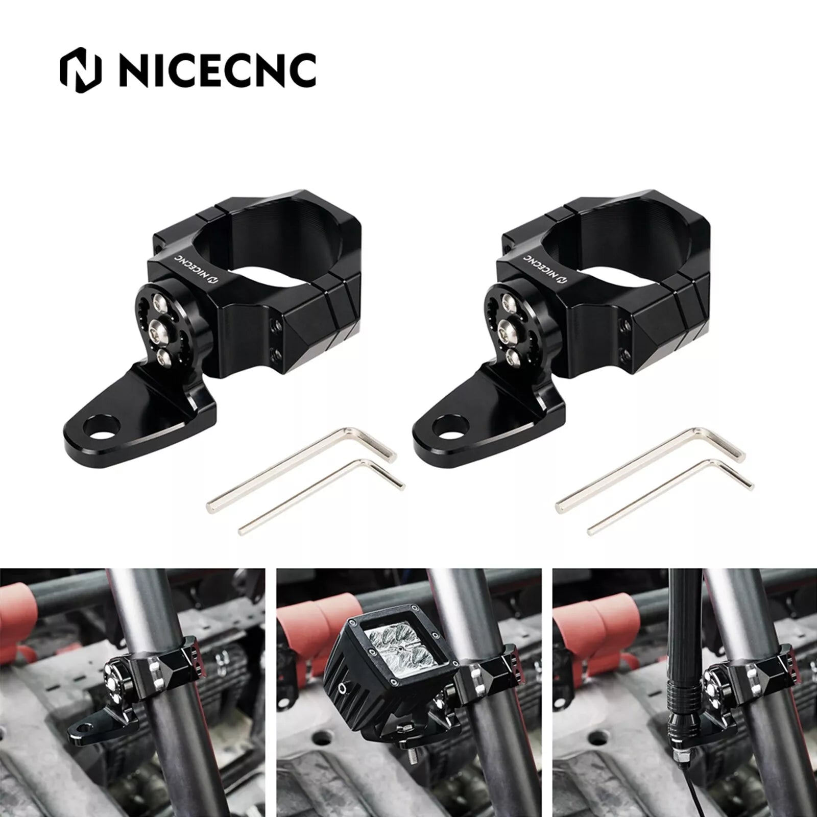 Whip Light Flagpole Light Mount Bracket Adjustable For 1.75-2" Roll Cage UTV ATV